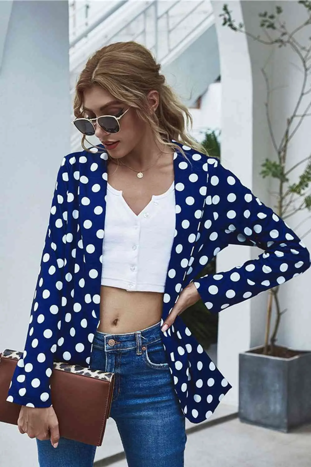Georgie Polka Dot Long Sleeve Blazer