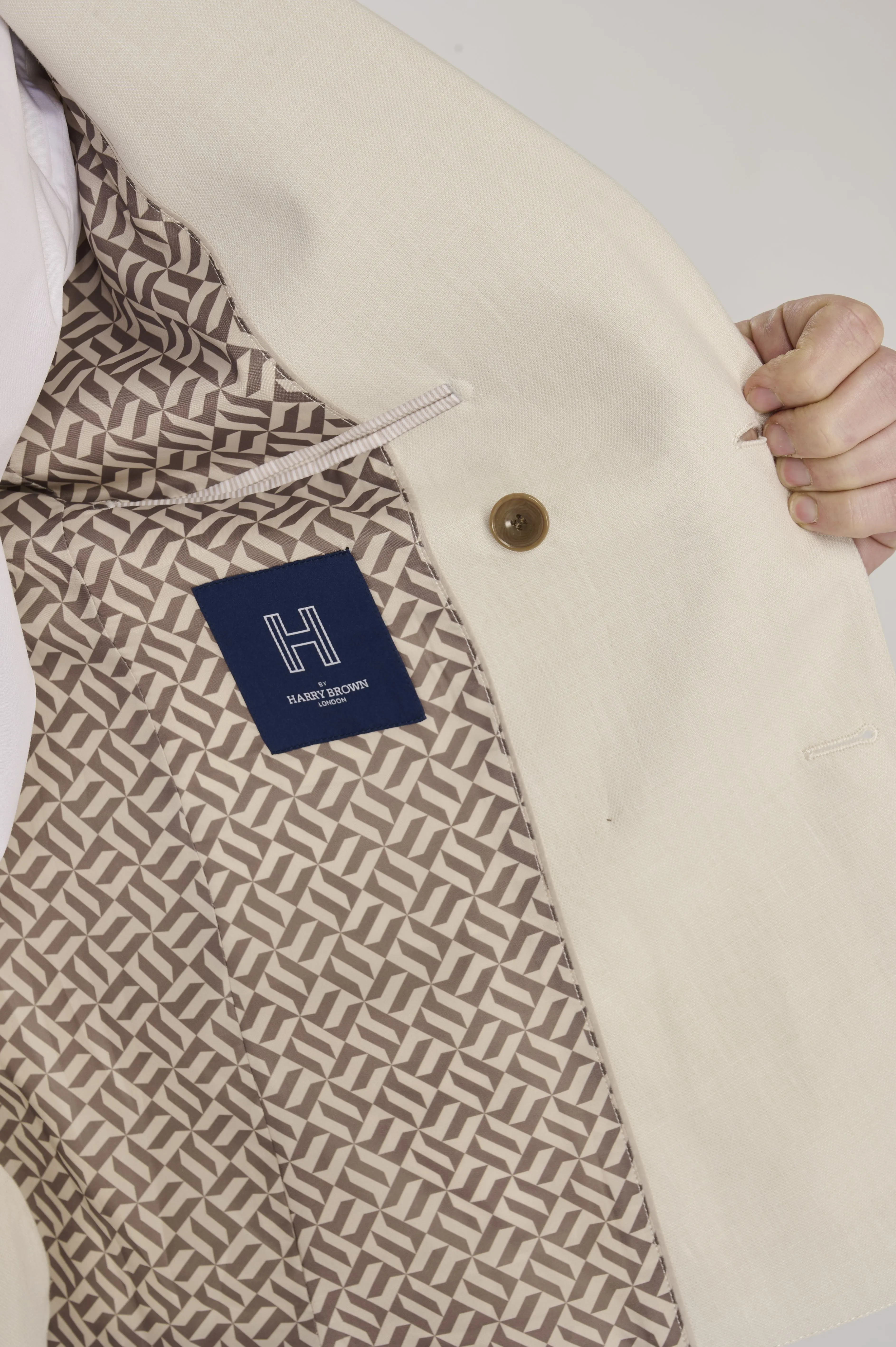 Giacomo Cotton Linen Double Breasted Suit Jacket in Stone