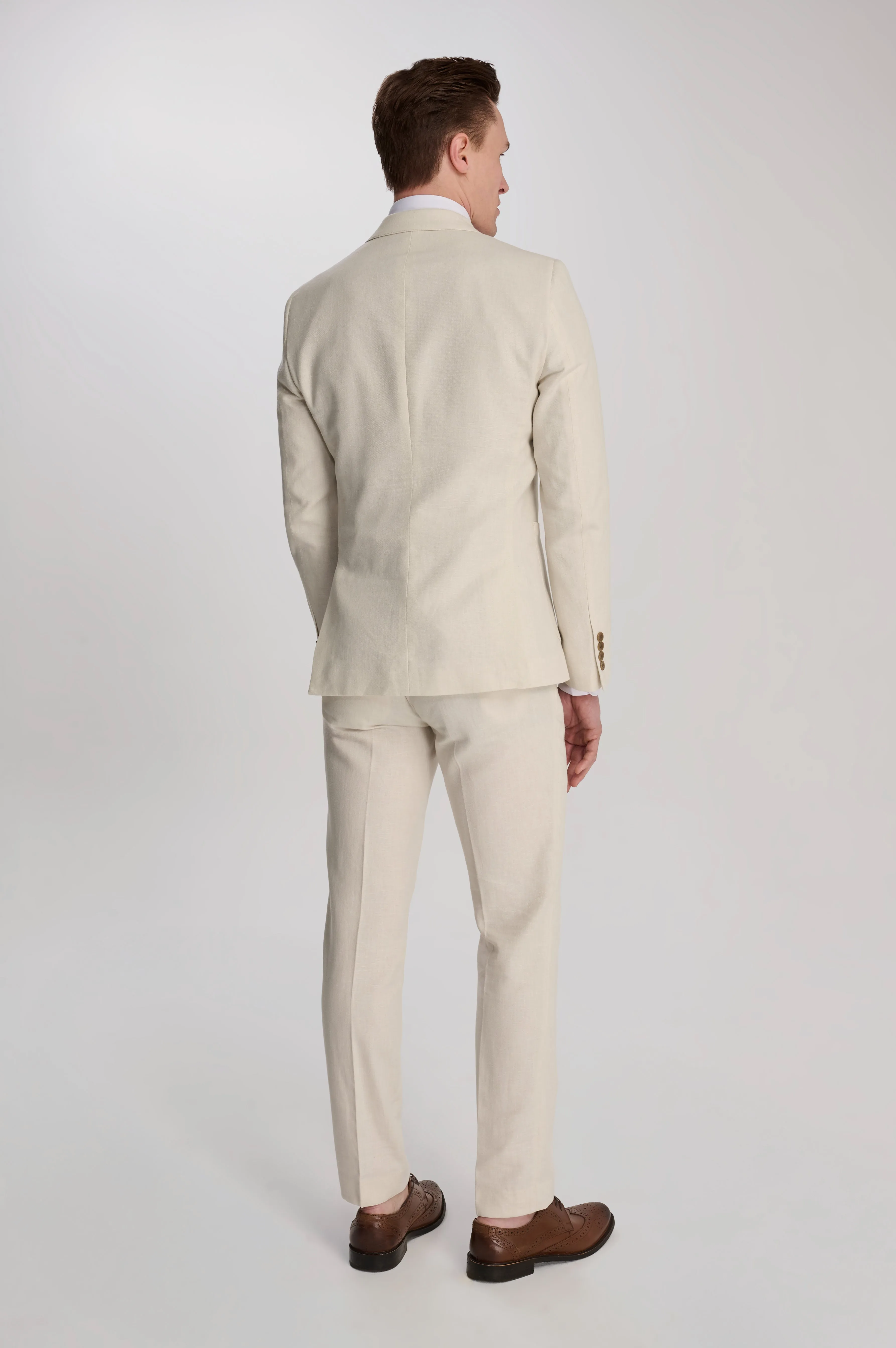 Giacomo Cotton Linen Double Breasted Suit Jacket in Stone
