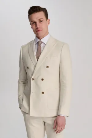 Giacomo Cotton Linen Double Breasted Suit Jacket in Stone