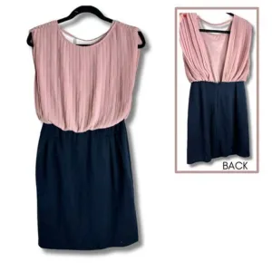 Gianni Bini pleated dress blush pink navy blue pencil dress