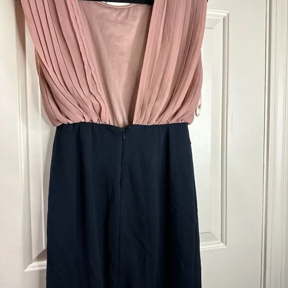 Gianni Bini pleated dress blush pink navy blue pencil dress