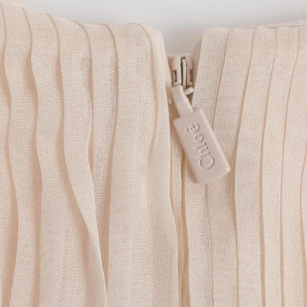 Girls Peach Pleated Dress