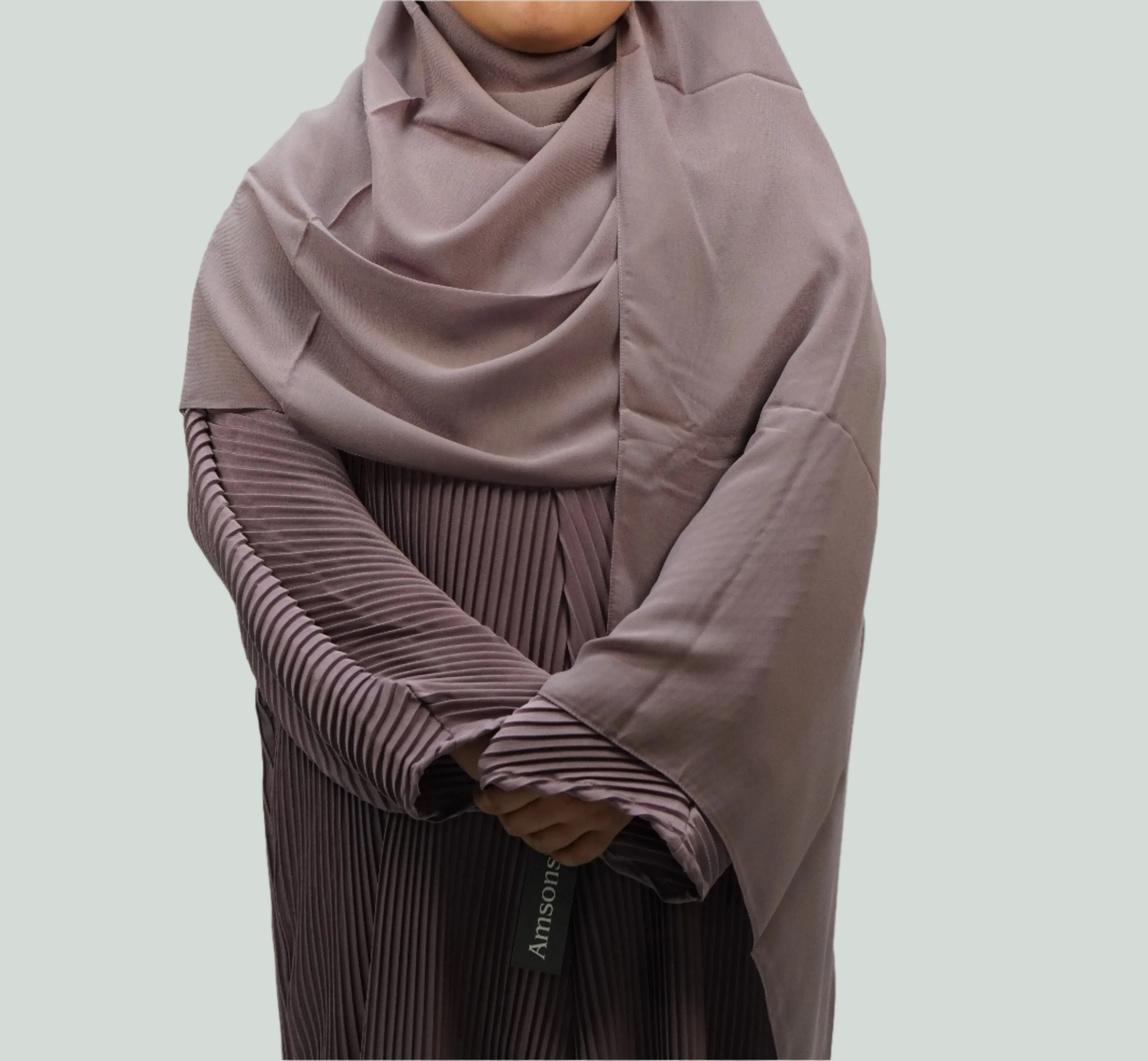 Girls Pleated Batwing Abaya - Mauve