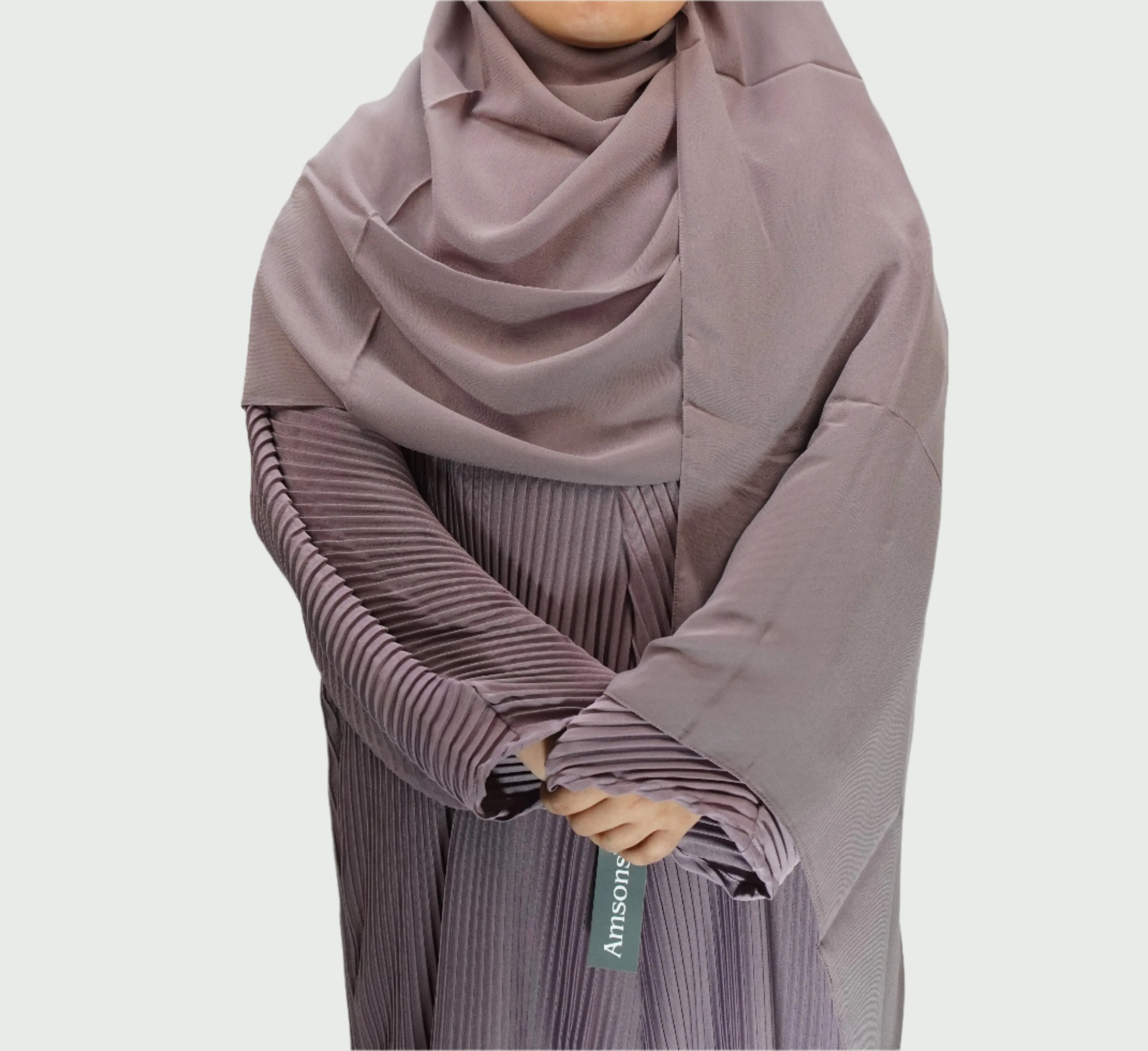 Girls Pleated Batwing Abaya - Mauve