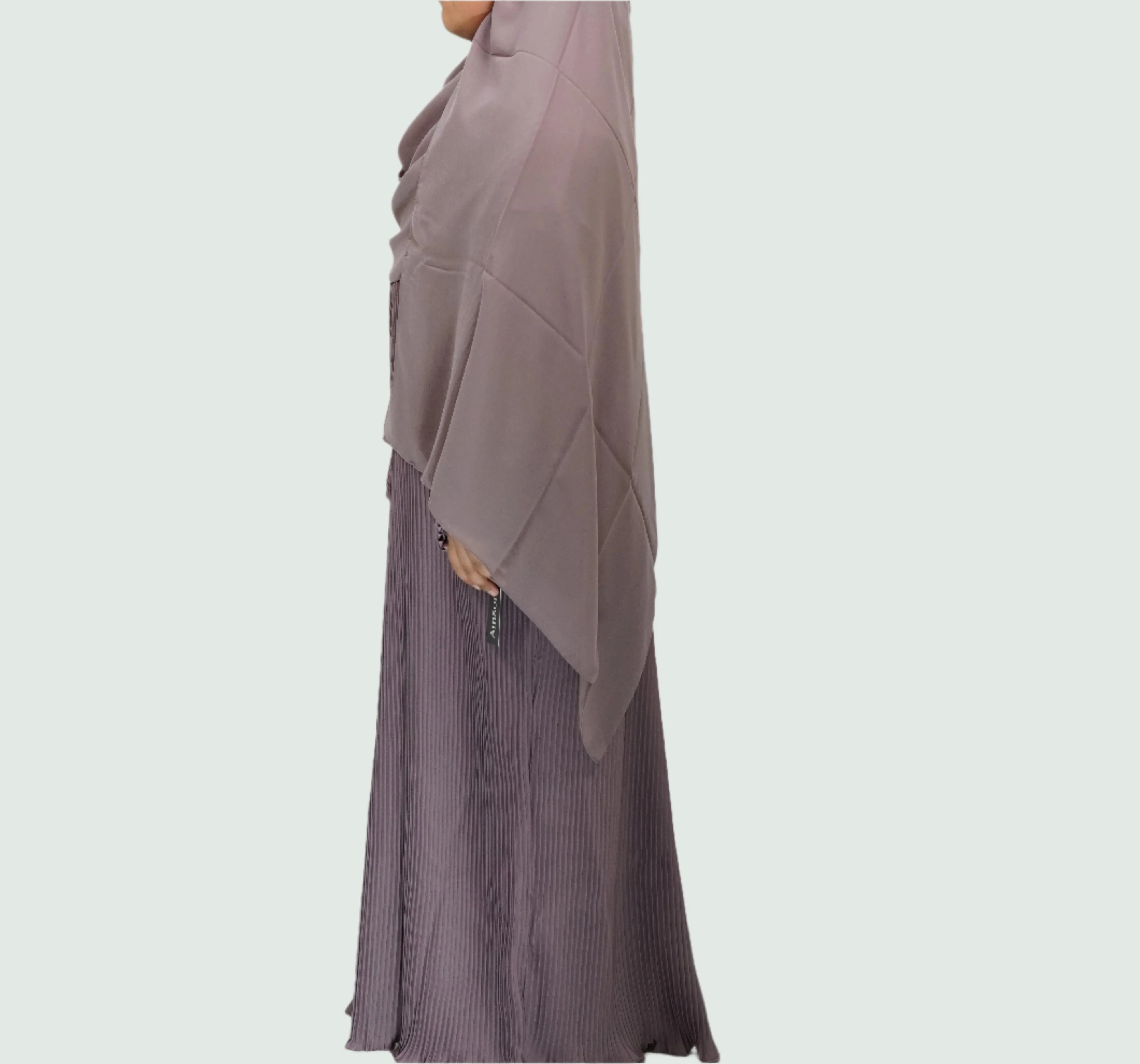 Girls Pleated Batwing Abaya - Mauve