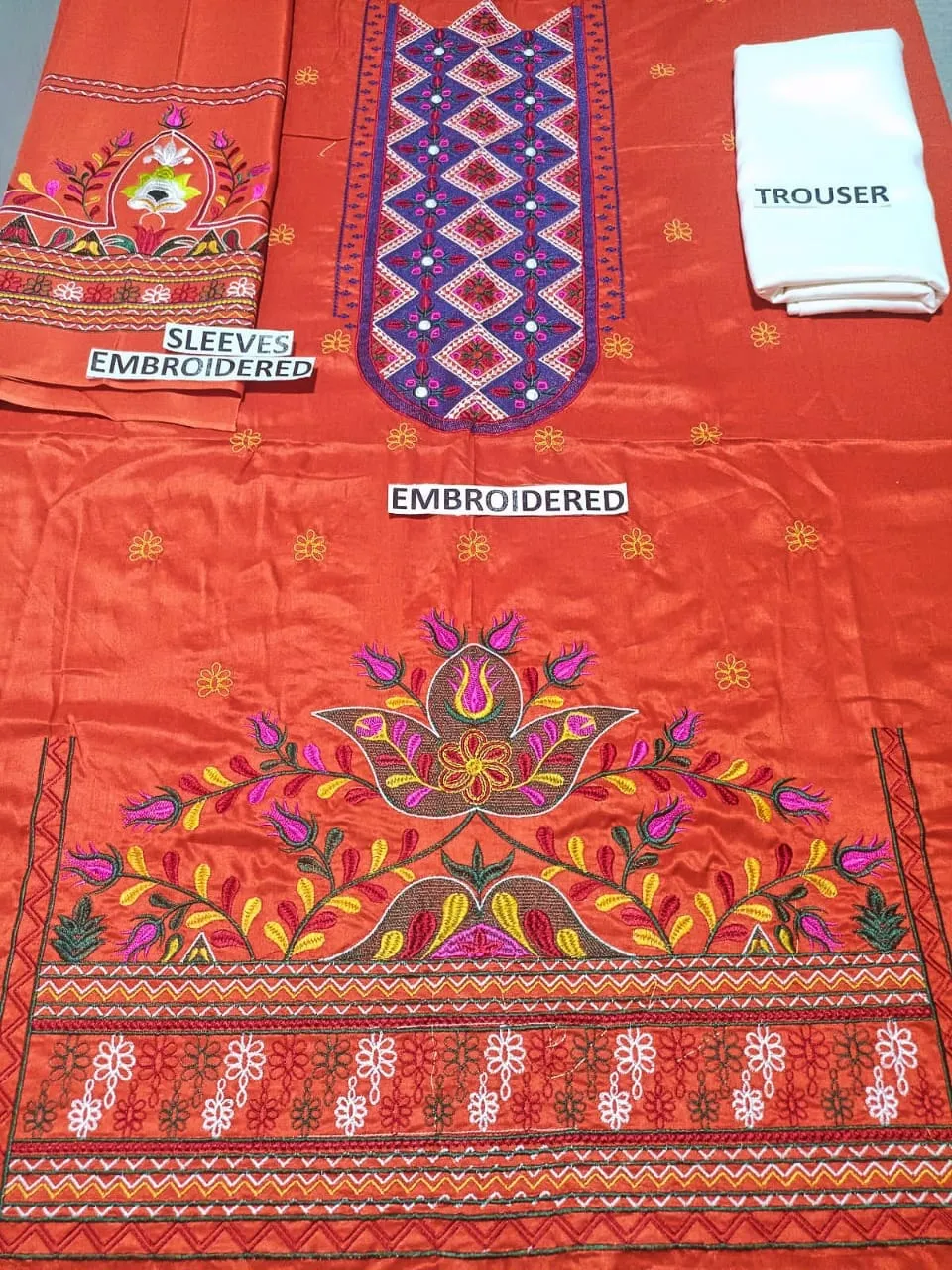 Grace W148- Embroidered 2pc linen dress shirt & trouser.