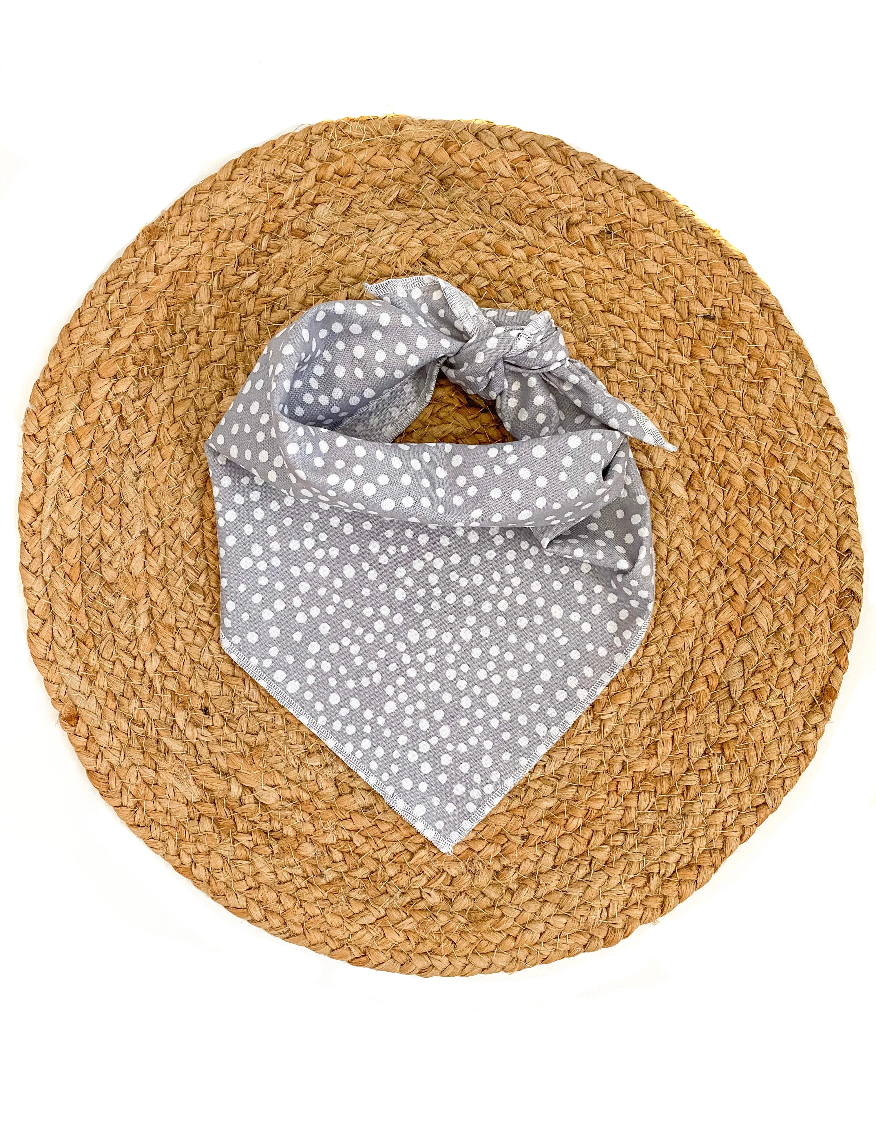 Gray and White Polka Dot Bandana