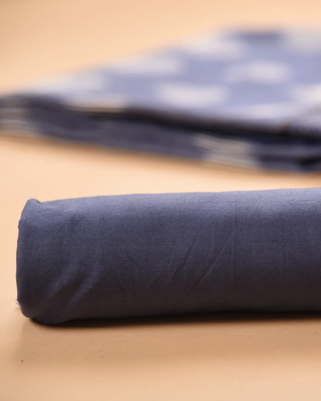 Grayish Blue Pure Cotton Ikat Unstitched Suit Fabric Set With Chanderi Printed Dupatta