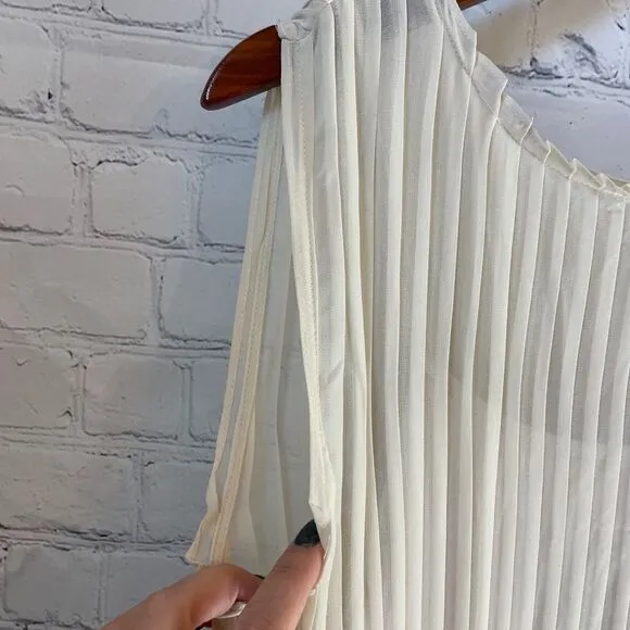 Grayson Cream Pleated Maxi Lined Dress Size Small