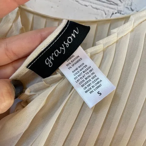 Grayson Cream Pleated Maxi Lined Dress Size Small