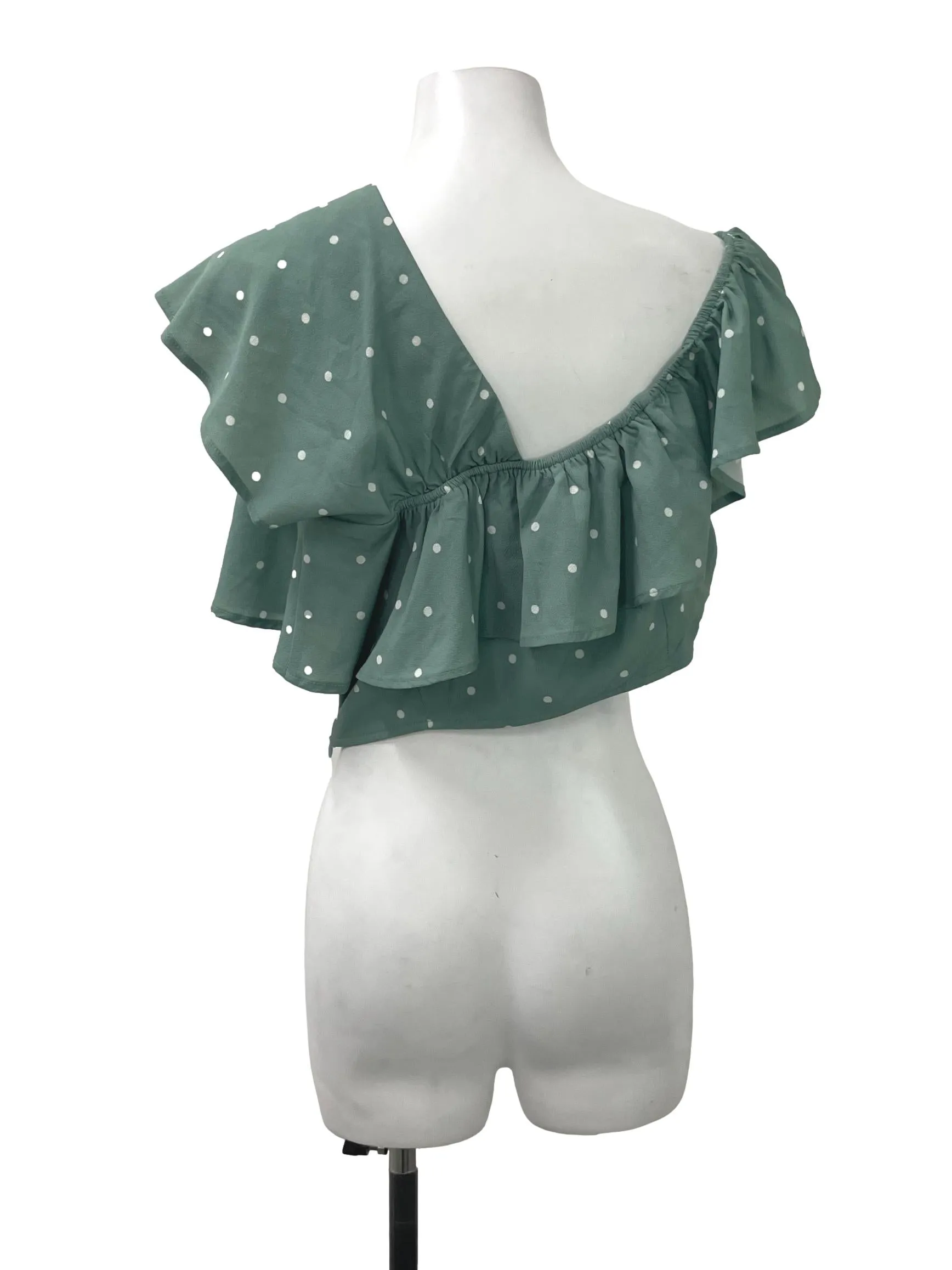 Green Polka Dot Asymmetrical Top TTR