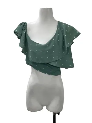Green Polka Dot Asymmetrical Top TTR