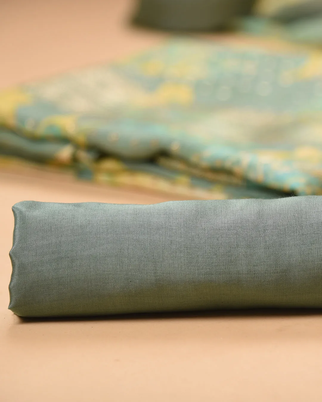 Green With Lime Organza Blend Woven With Printed Unstitched Suit Fabric Set With Organza Dupatta