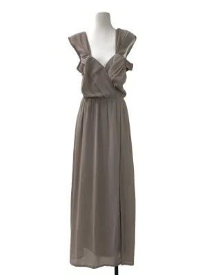 Grey Pleated Sweetheart Dress
