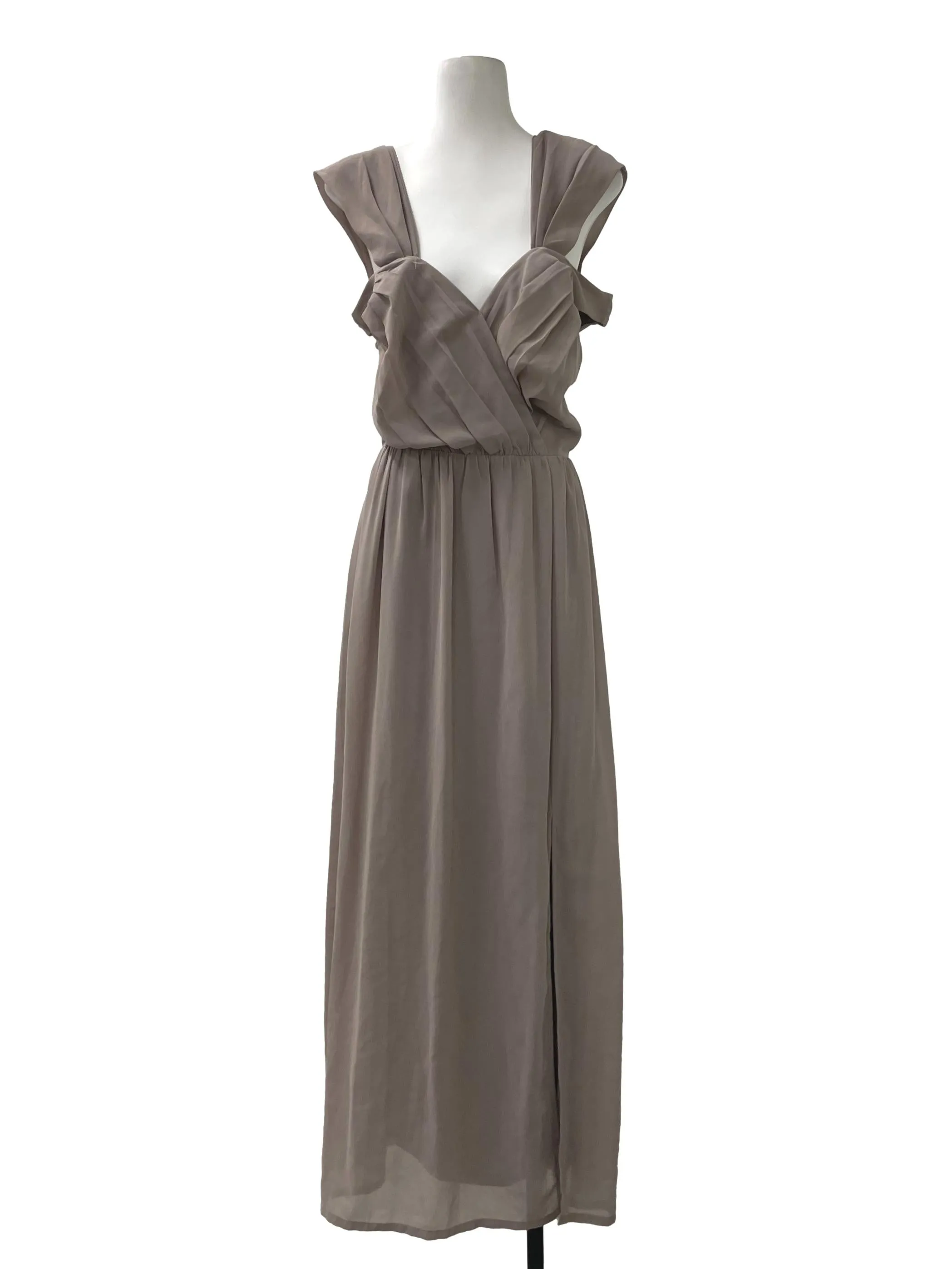 Grey Pleated Sweetheart Dress