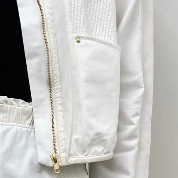 Grey State Ophelia Jacket White Multi Media Luxurious Gold Zip Up Jacket Large