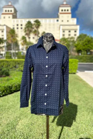 Halsey Shirt in Navy with White Dots