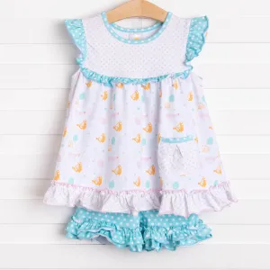 Happy Hens Ruffle Short Set, Aqua