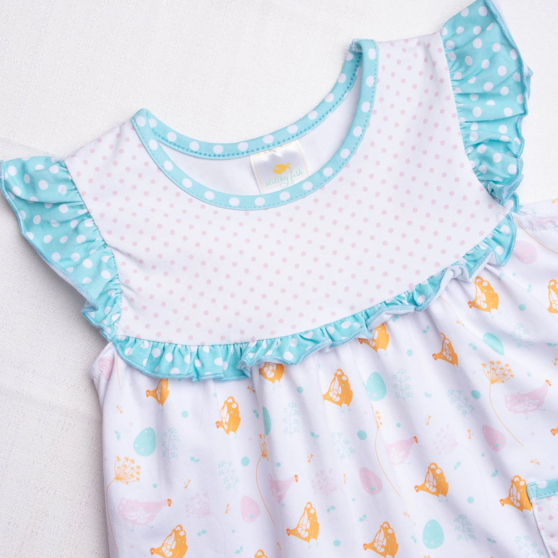Happy Hens Ruffle Short Set, Aqua