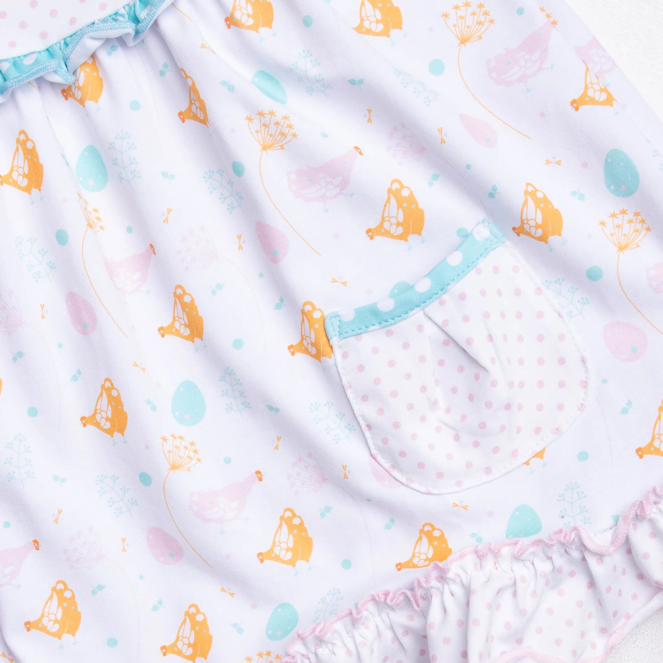 Happy Hens Ruffle Short Set, Aqua