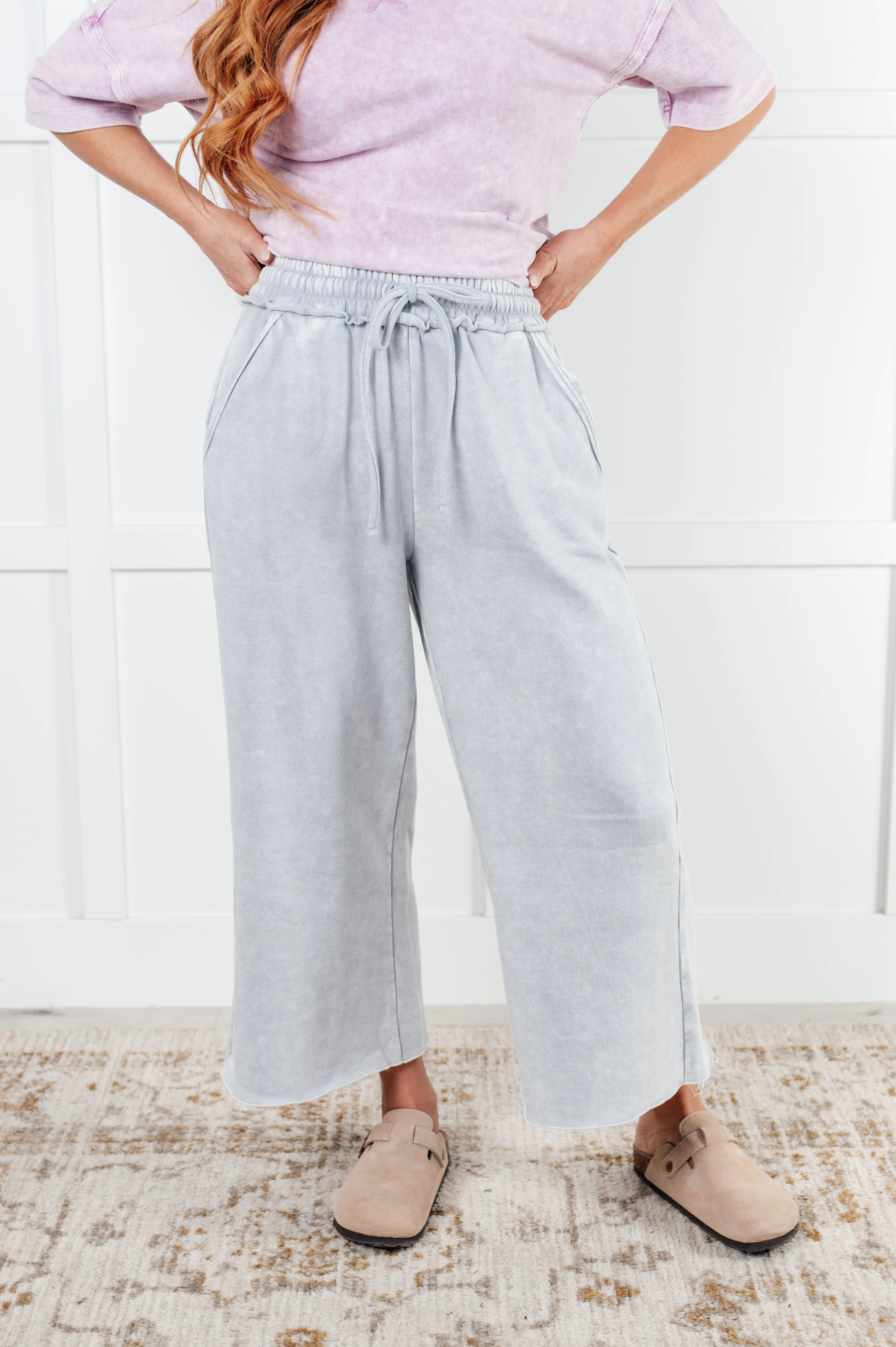 Hazel Blues® |  In or Out Wide Leg Cropped Pants in Light Grey