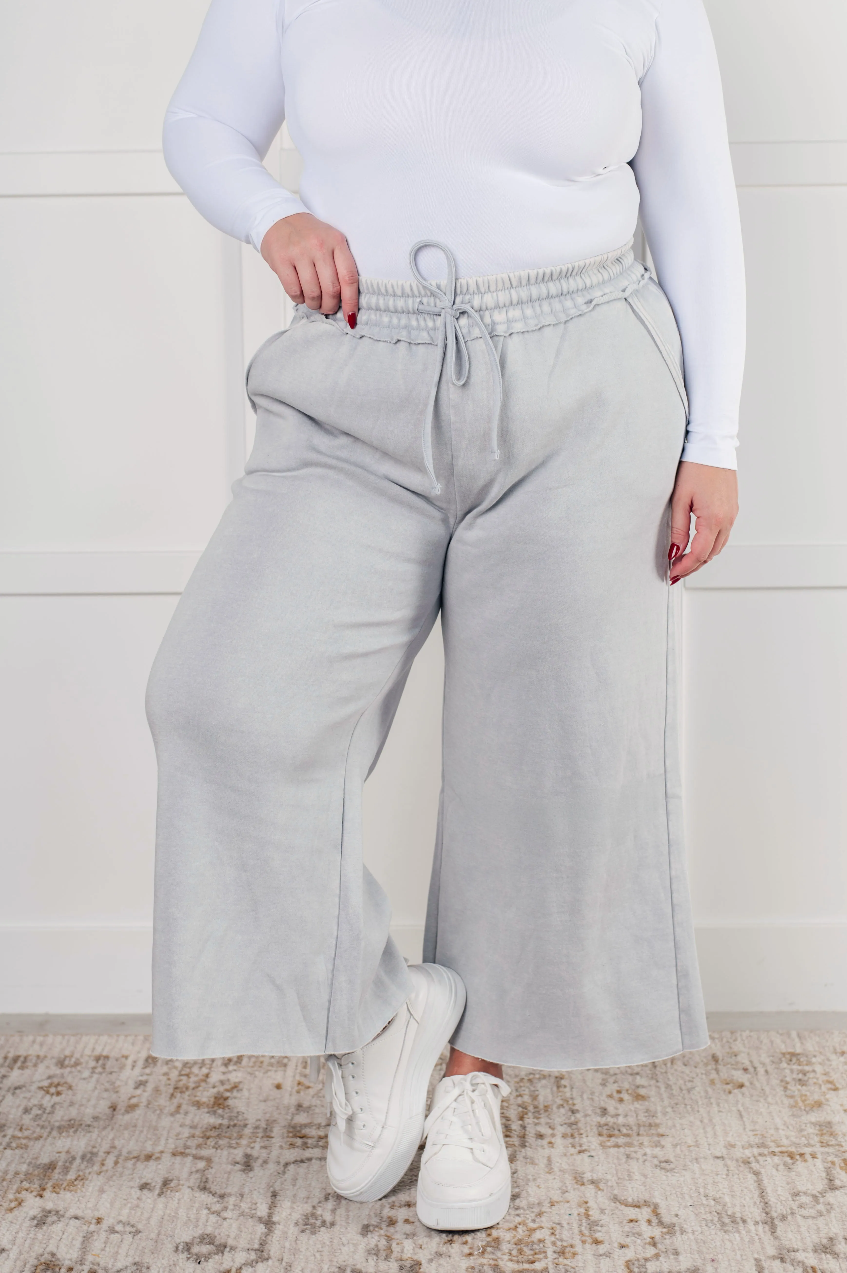 Hazel Blues® |  In or Out Wide Leg Cropped Pants in Light Grey