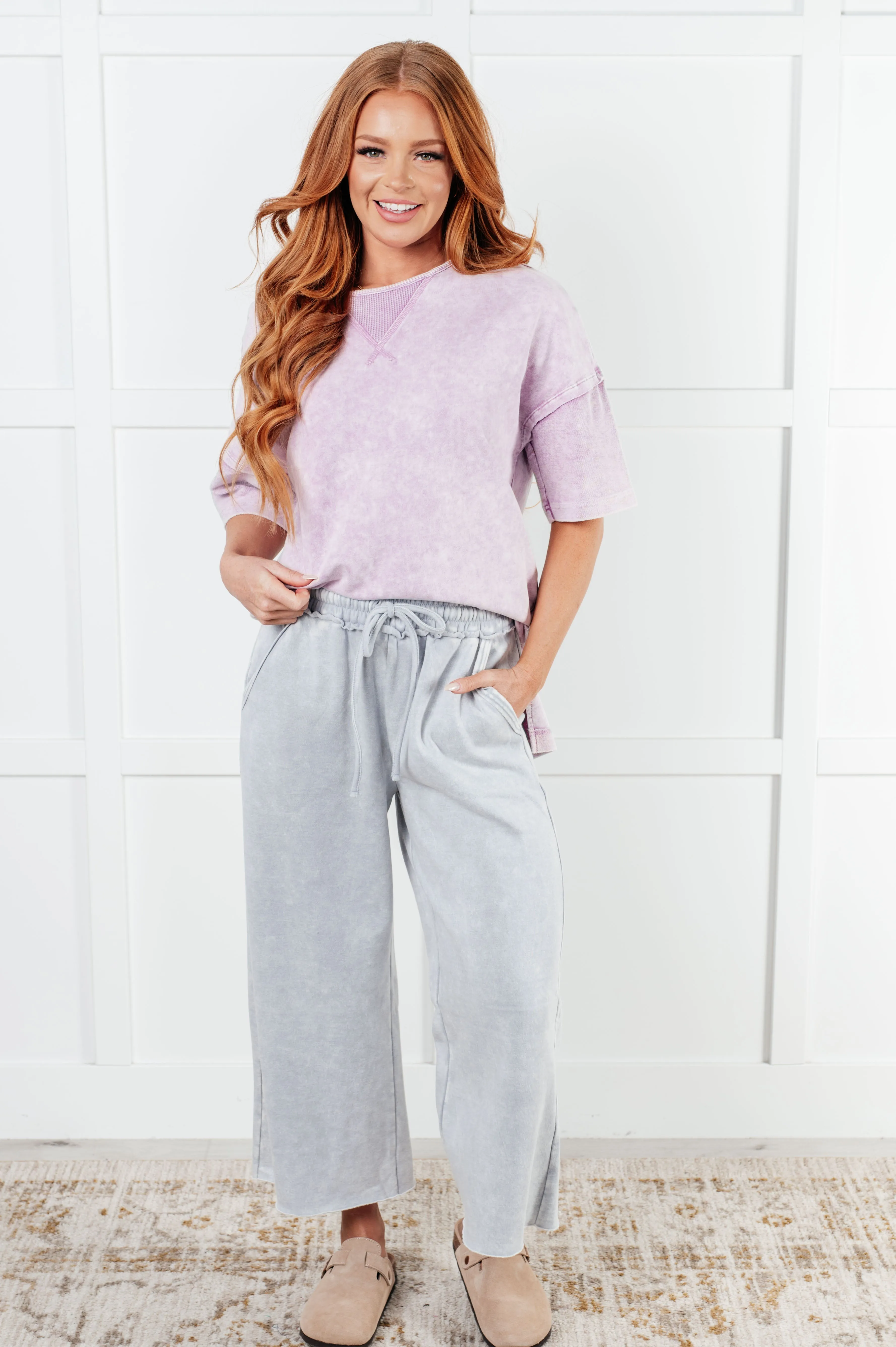 Hazel Blues® |  In or Out Wide Leg Cropped Pants in Light Grey