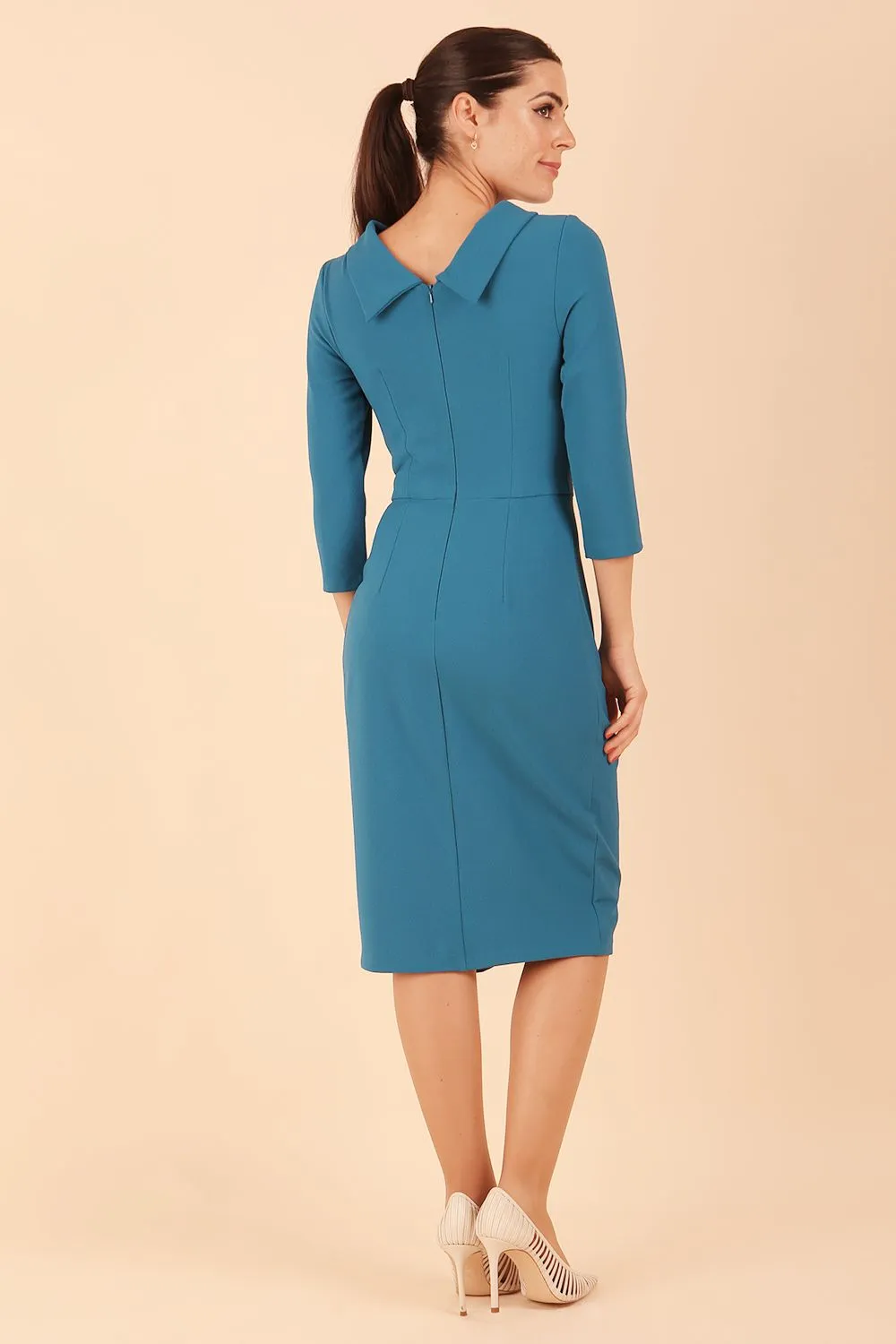 Hazel Rounded Collar Detail Pencil Dress