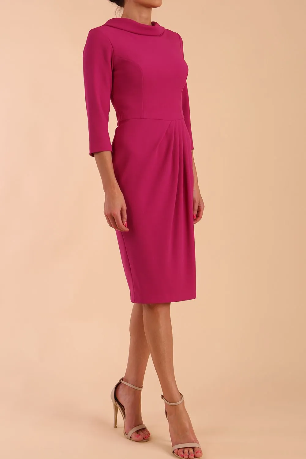 Hazel Rounded Collar Detail Pencil Dress