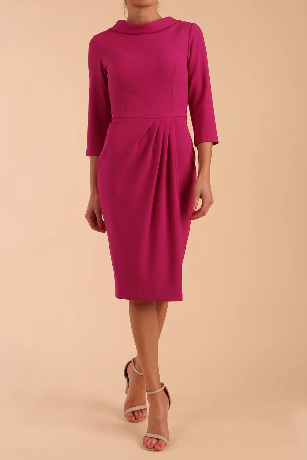 Hazel Rounded Collar Detail Pencil Dress