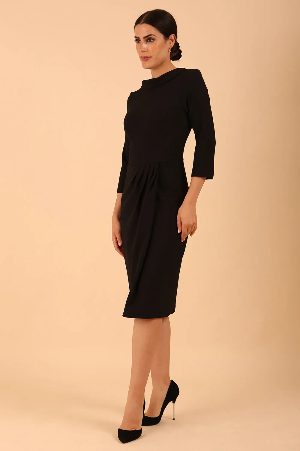 Hazel Rounded Collar Detail Pencil Dress