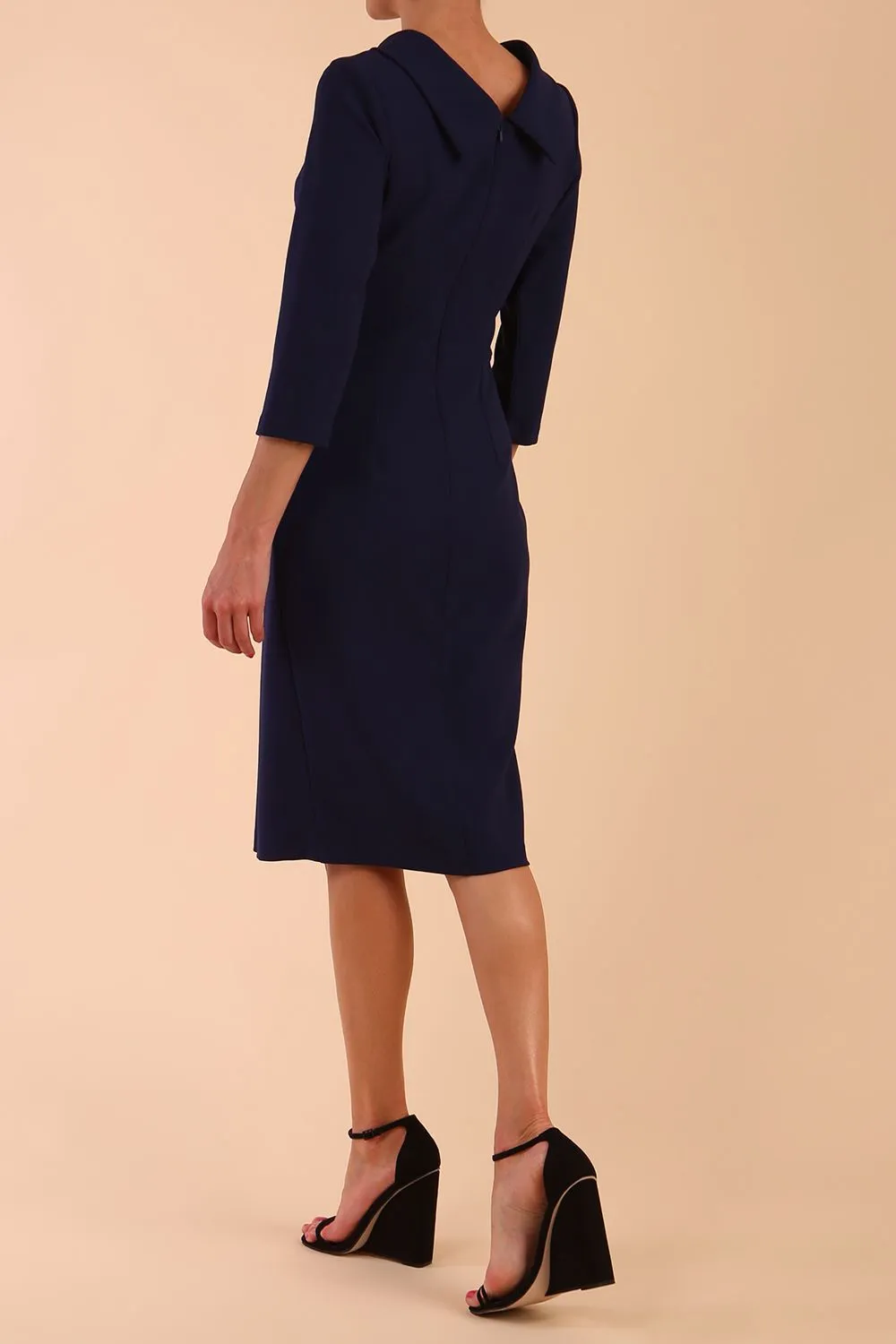 Hazel Rounded Collar Detail Pencil Dress