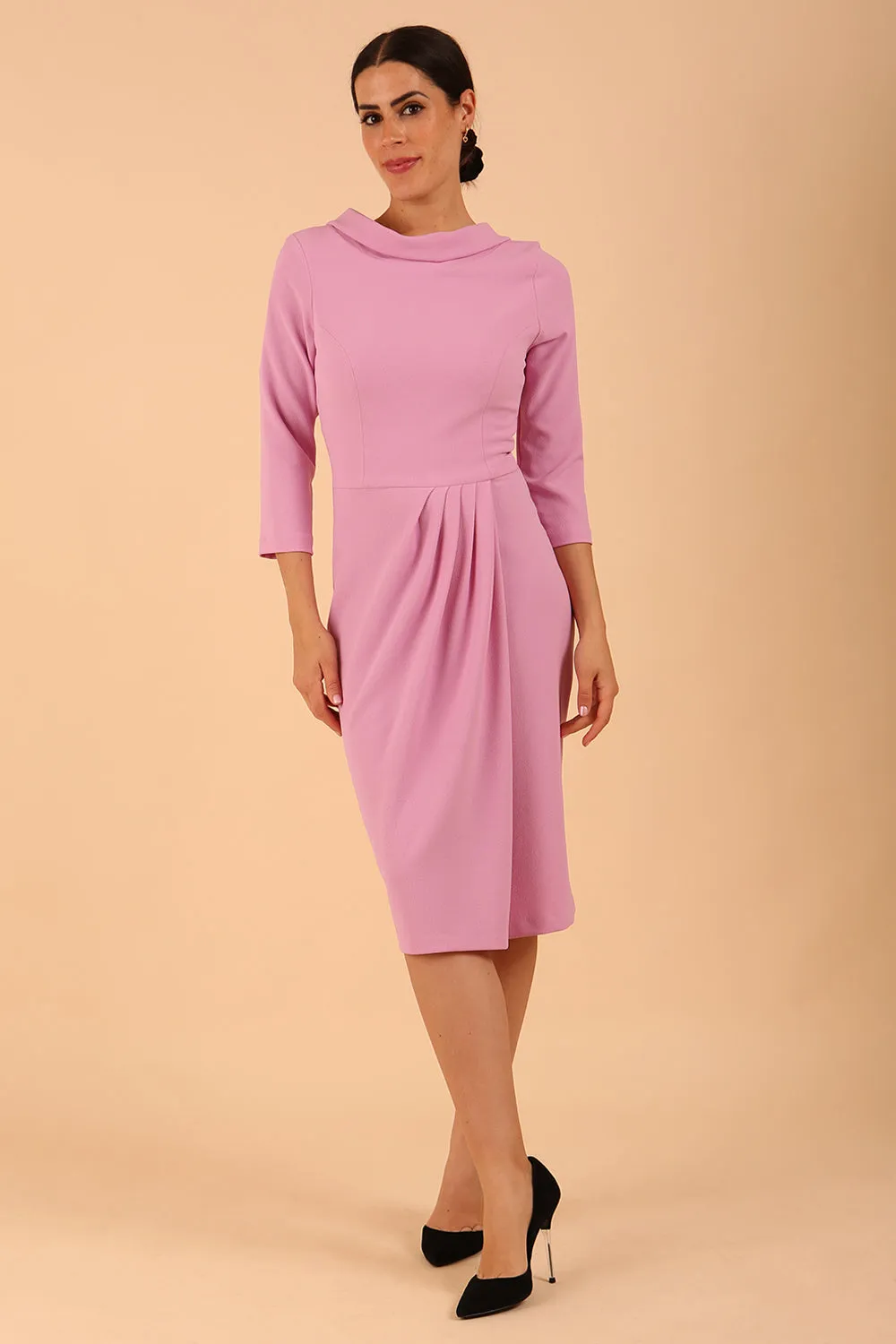 Hazel Rounded Collar Detail Pencil Dress