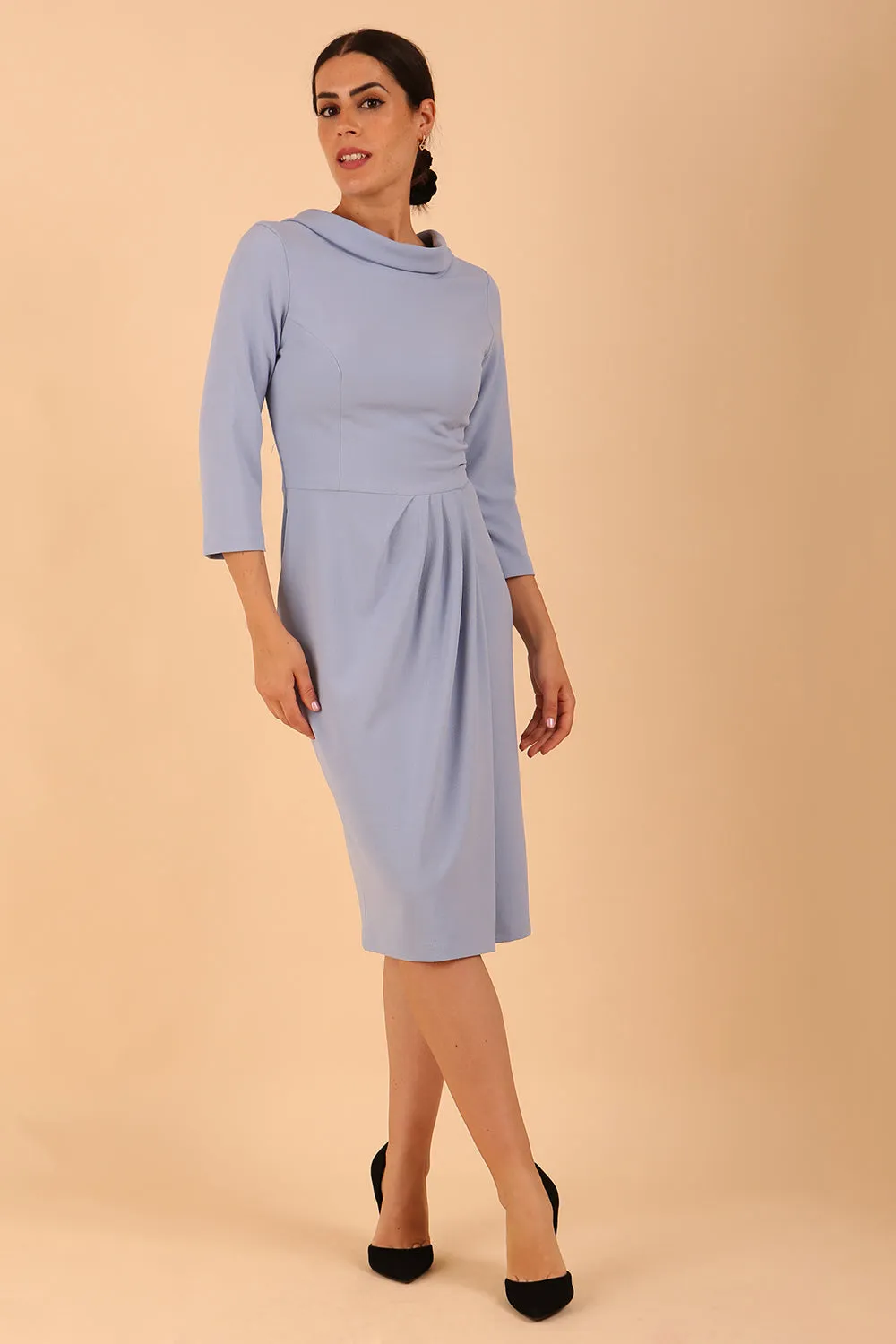 Hazel Rounded Collar Detail Pencil Dress