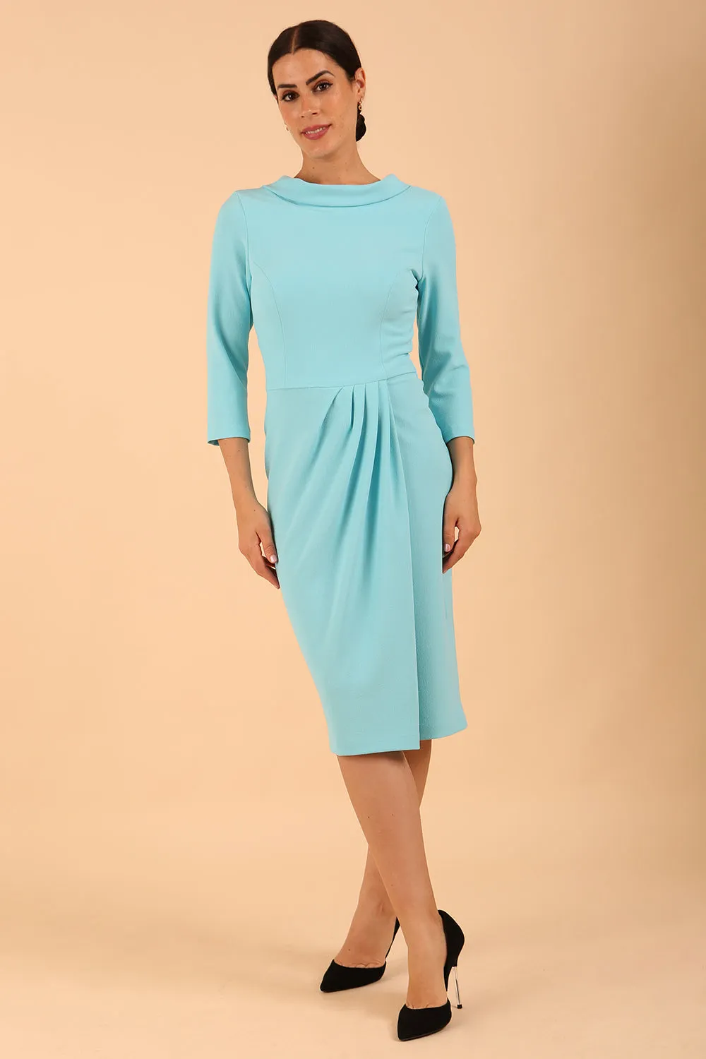 Hazel Rounded Collar Detail Pencil Dress