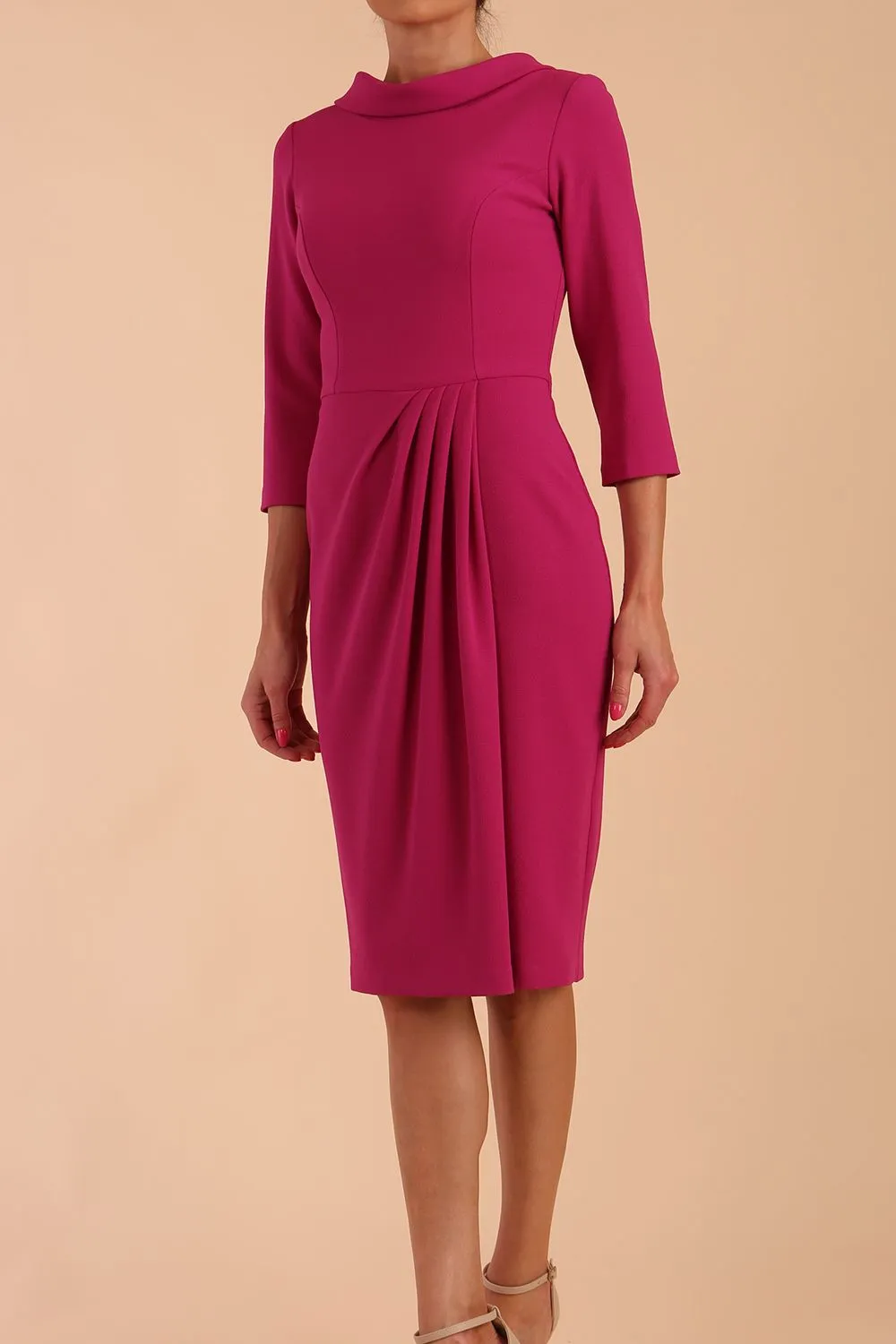 Hazel Rounded Collar Detail Pencil Dress