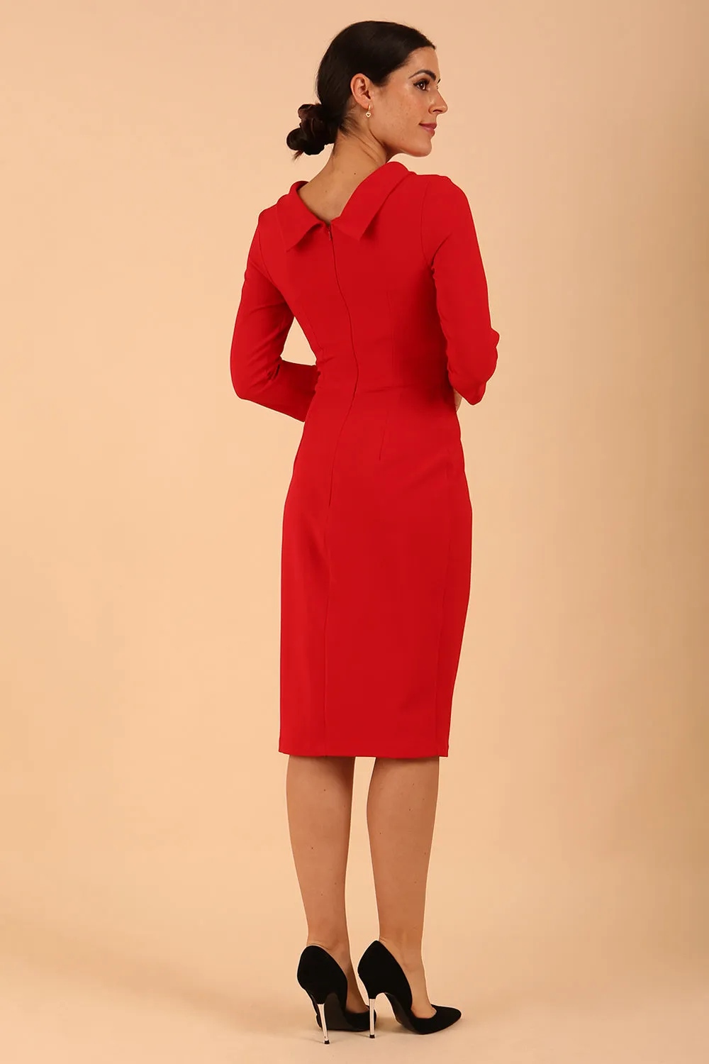 Hazel Rounded Collar Detail Pencil Dress