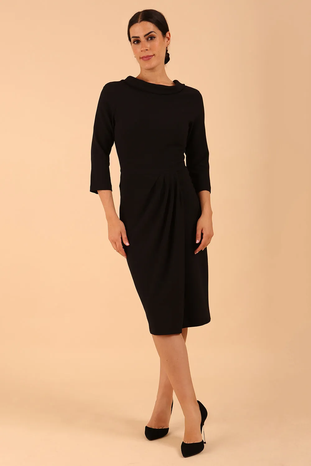 Hazel Rounded Collar Detail Pencil Dress