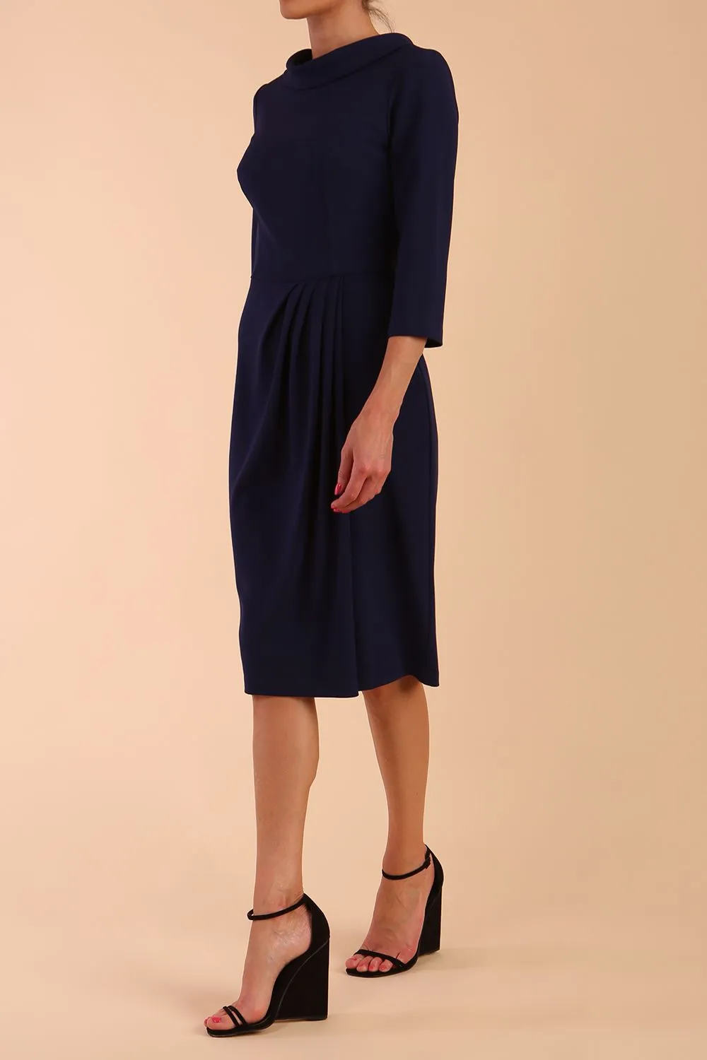 Hazel Rounded Collar Detail Pencil Dress