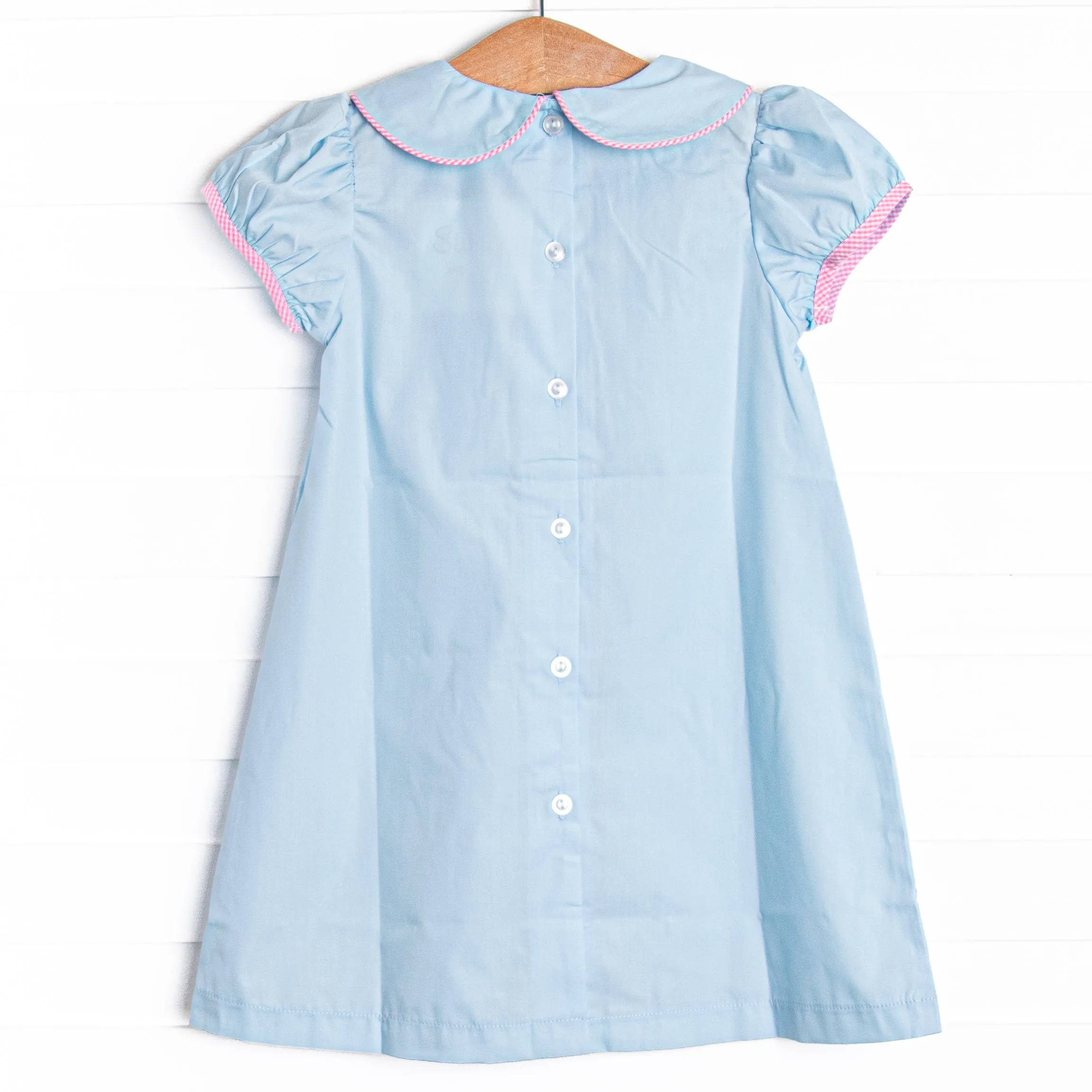 He is Risen Embroidered Dress, Blue
