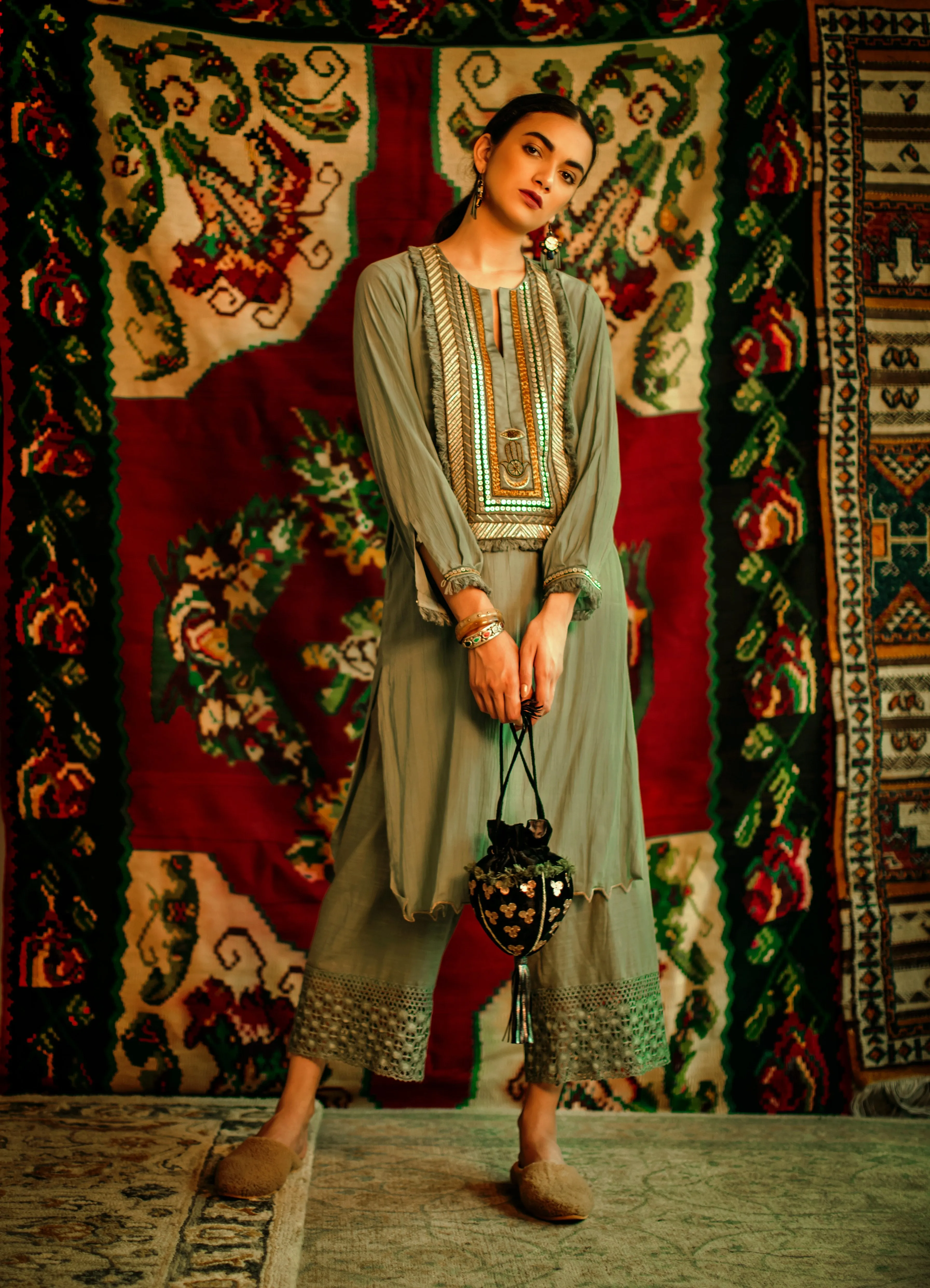 Heirloom  -   the-emerald-long-yoke-column-dress