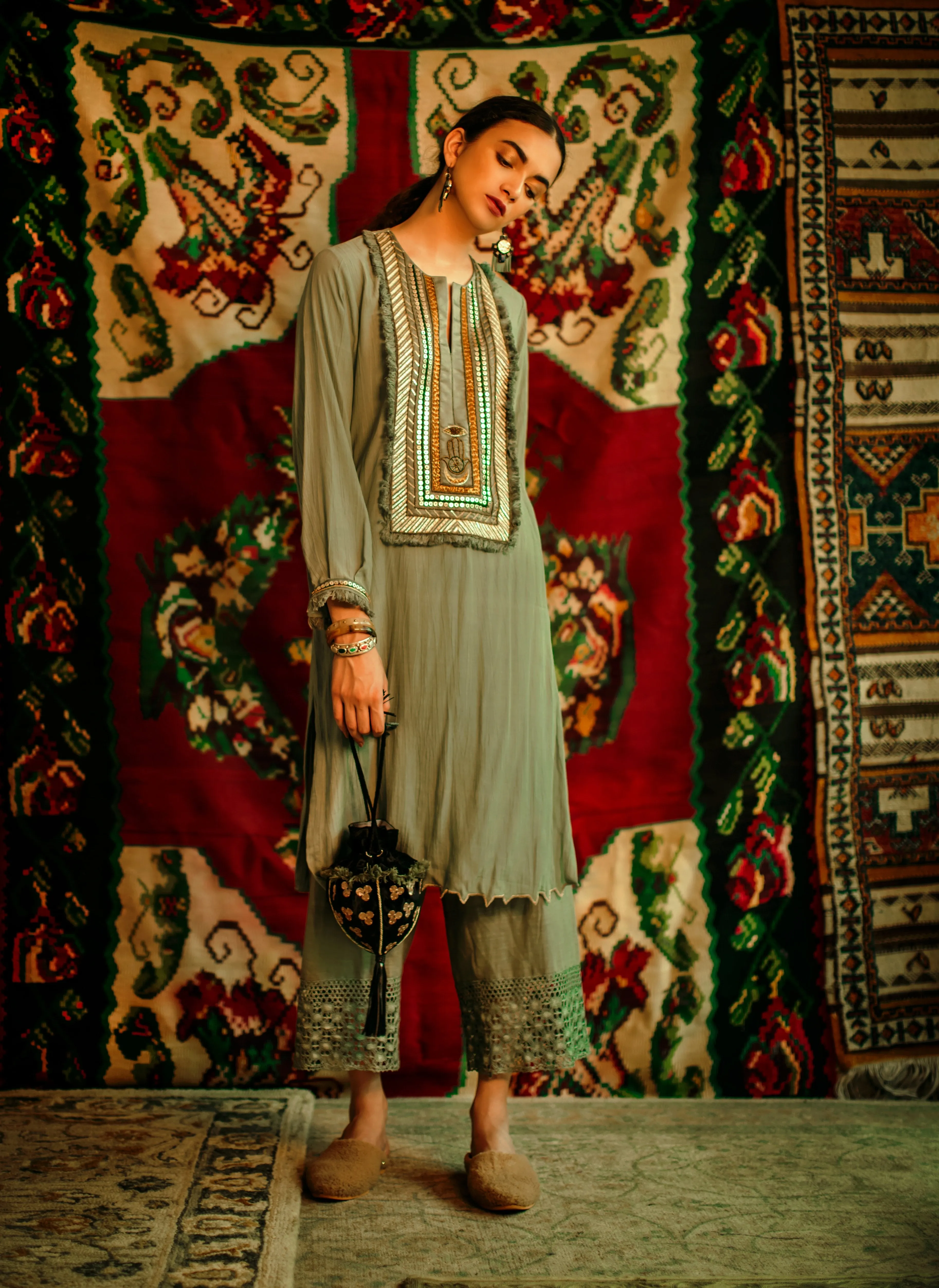 Heirloom  -   the-emerald-long-yoke-column-dress
