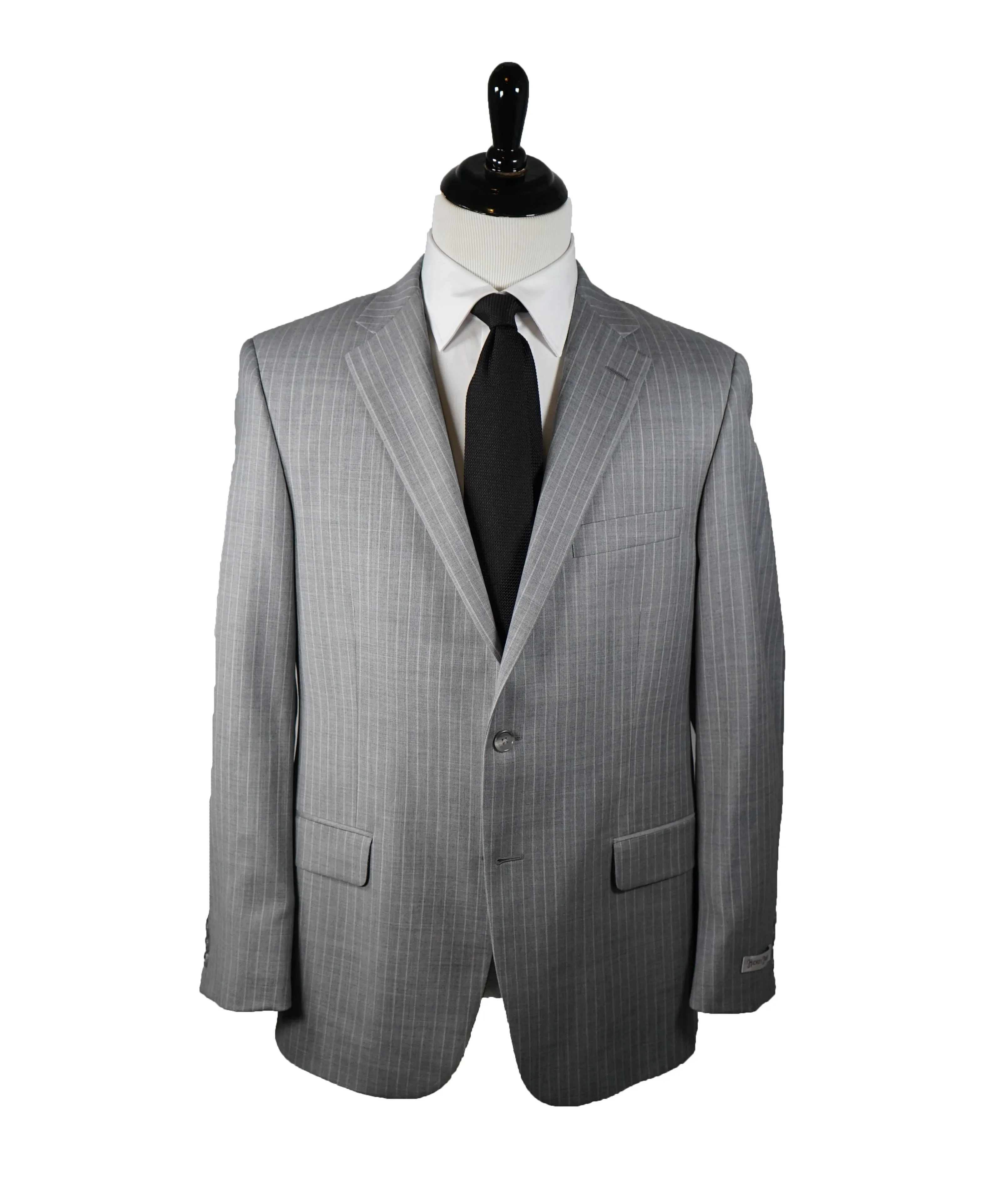HICKEY FREEMAN - Gray With Tonal Chalk Stripe 2-Button Suit - 42R