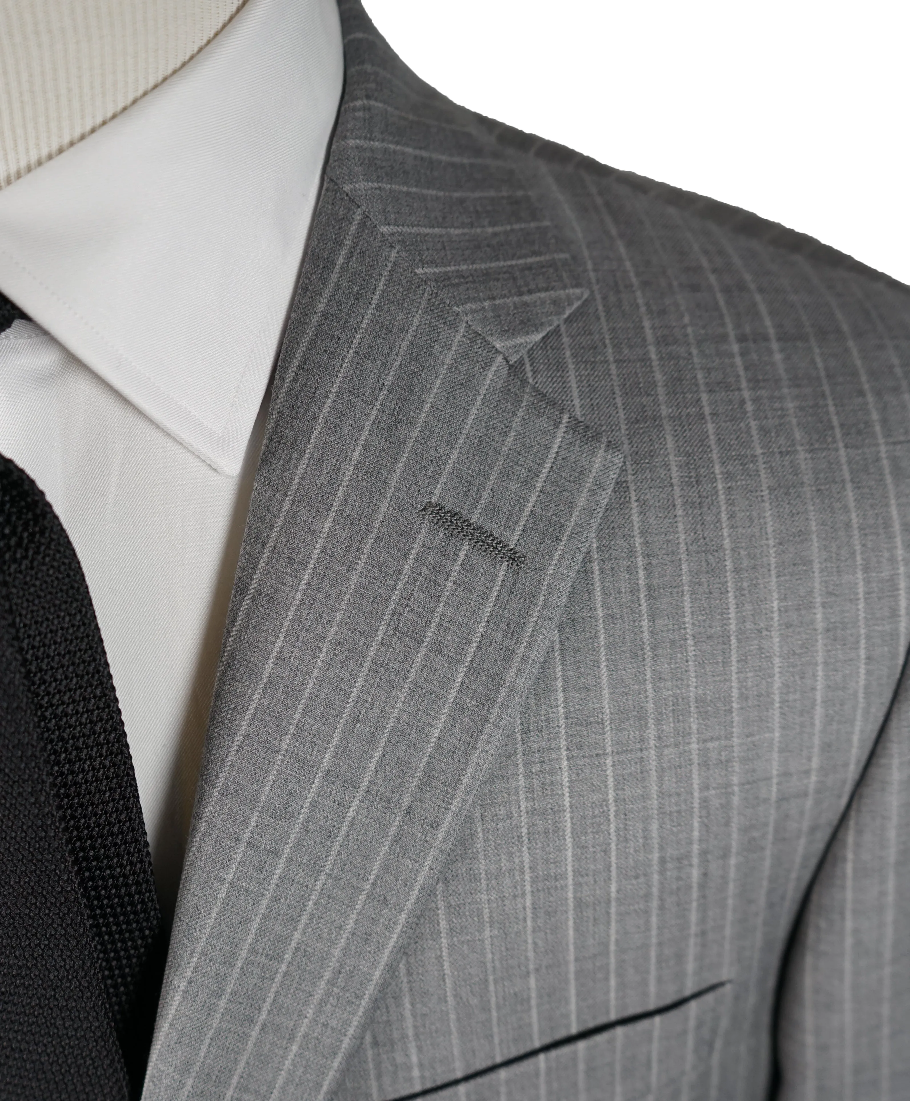 HICKEY FREEMAN - Gray With Tonal Chalk Stripe 2-Button Suit - 42R