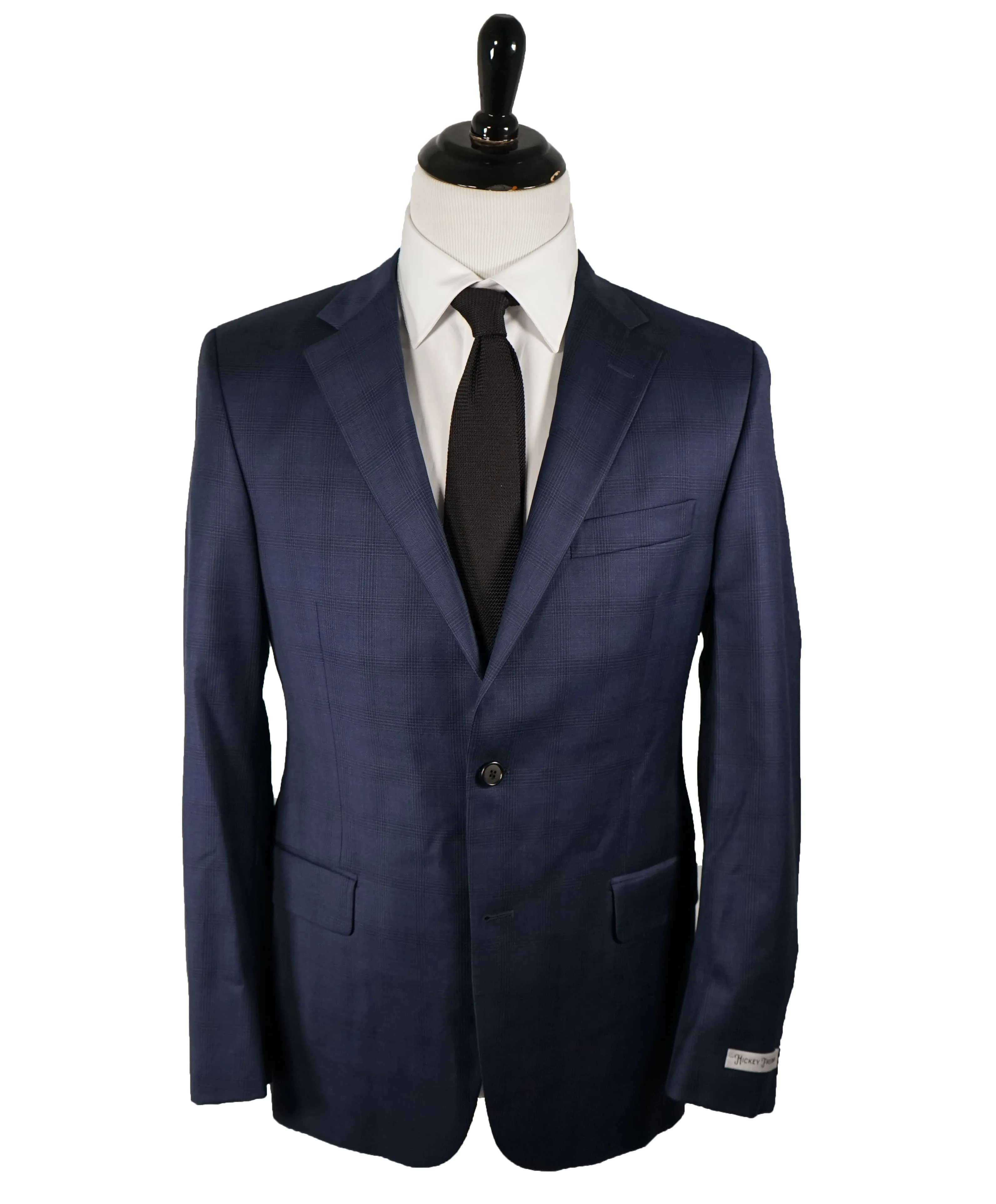HICKEY FREEMAN - Tonal Medium Blue Plaid Check Suit - 40R