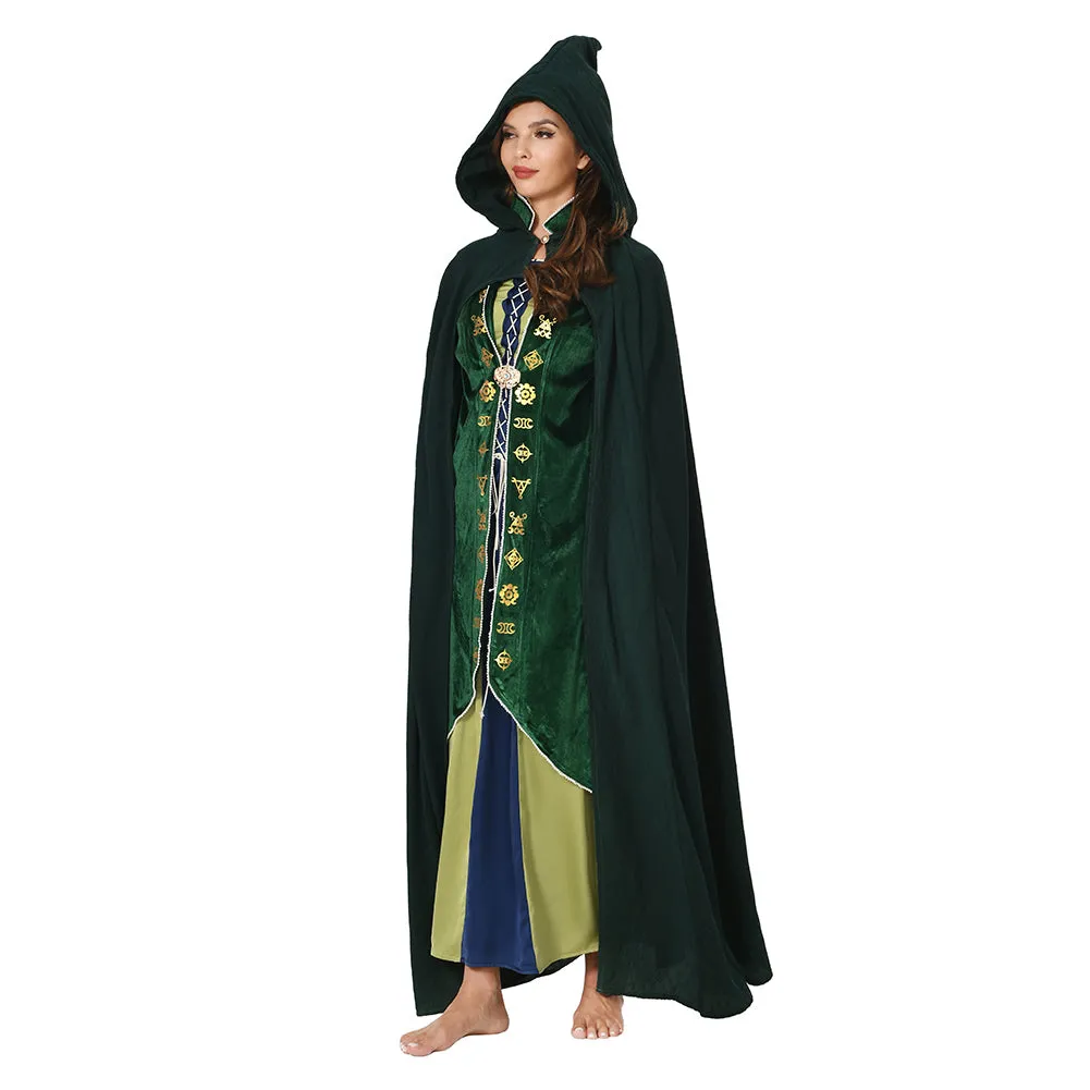 Hocus Pocus 2 Winifred Sanderson Hooded Cloak Outfits Halloween Carnival Suit