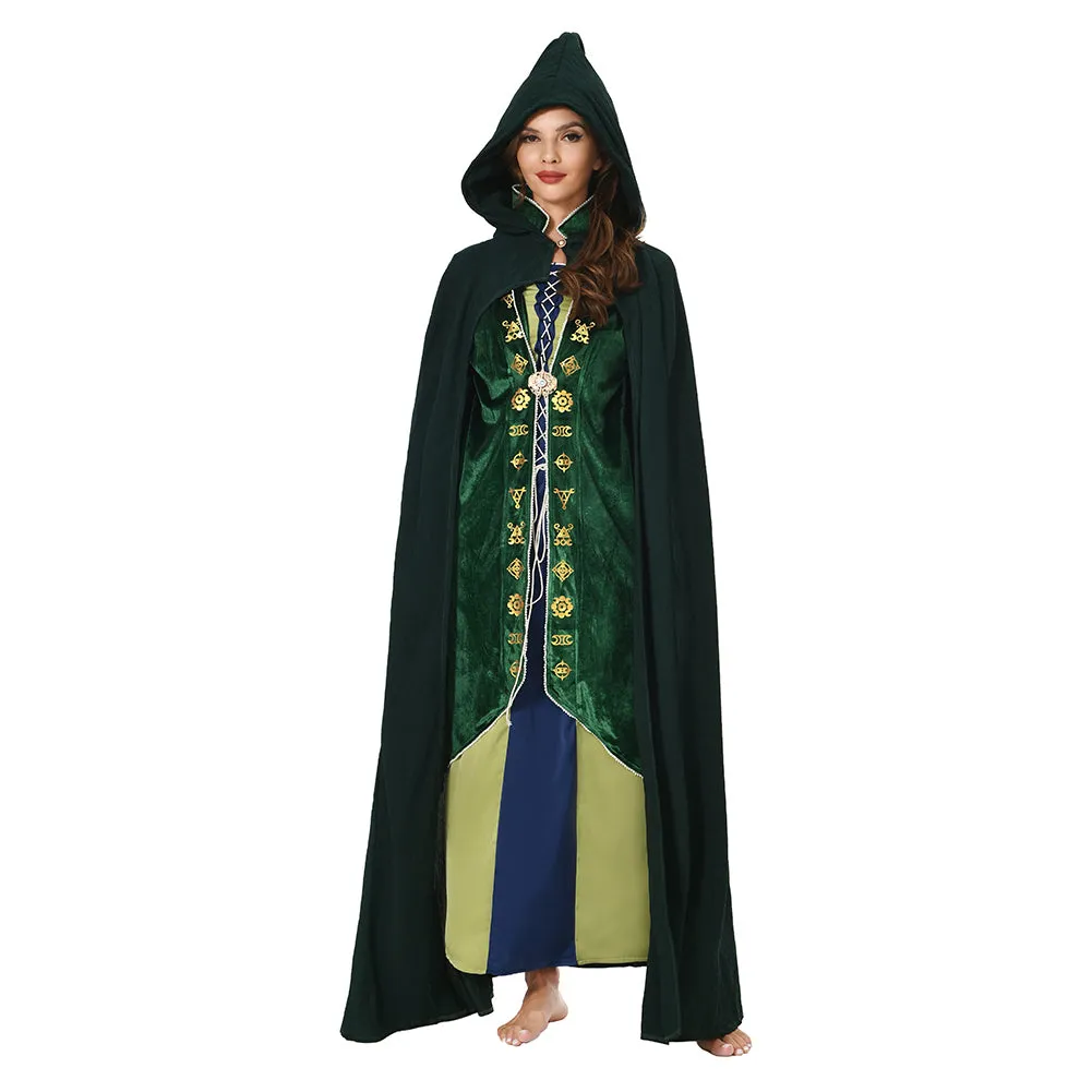 Hocus Pocus 2 Winifred Sanderson Hooded Cloak Outfits Halloween Carnival Suit