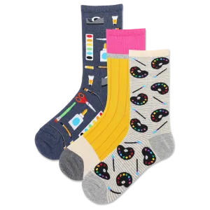 HOTSOX Women's Artist Palettes Crew Sock 3 Pair Pack