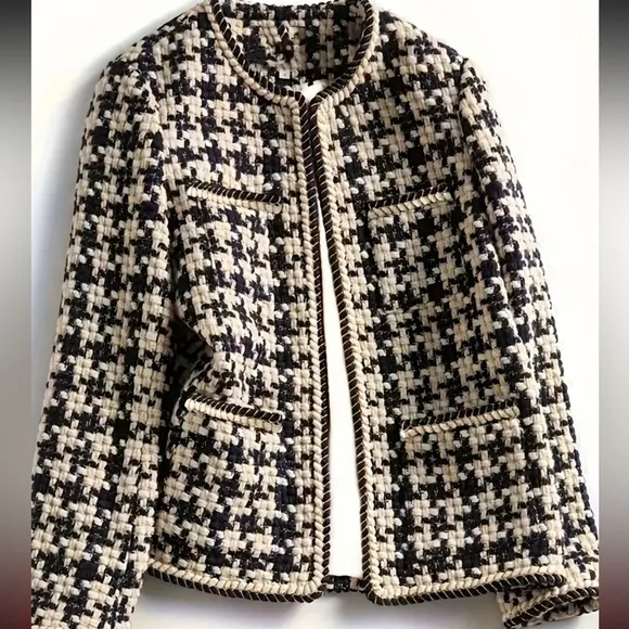 Houndstooth Black White Blazer Jacket